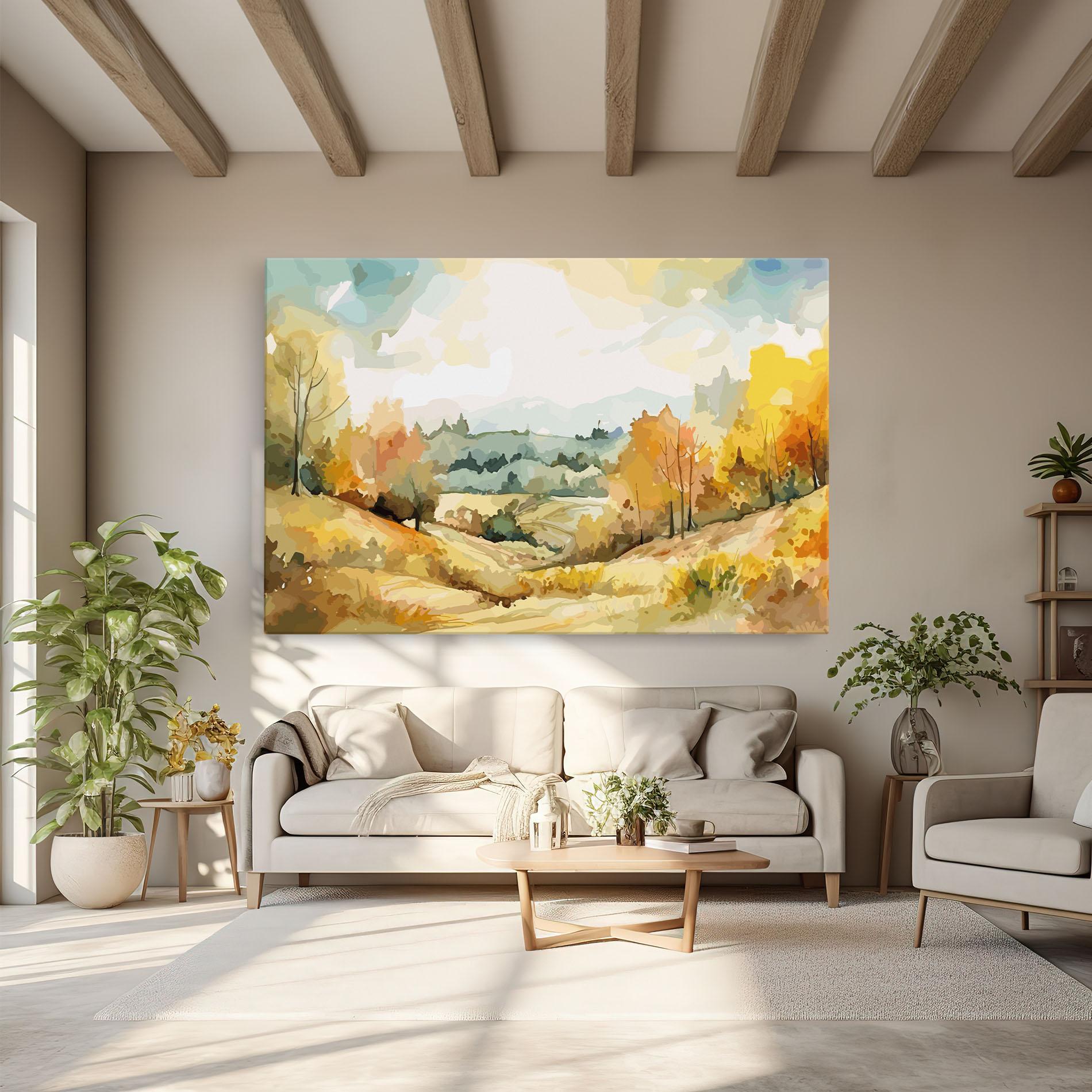 Tablou Canvas Yellow Rural Trees mockup 6