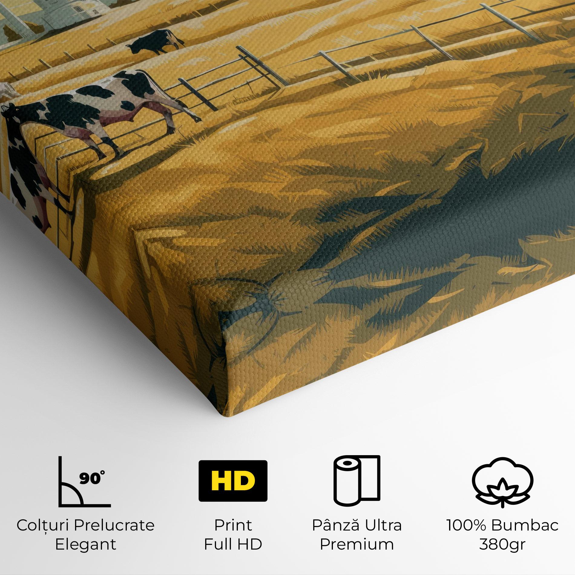 Tablou Canvas Cows Sunlight Farm mockup 4