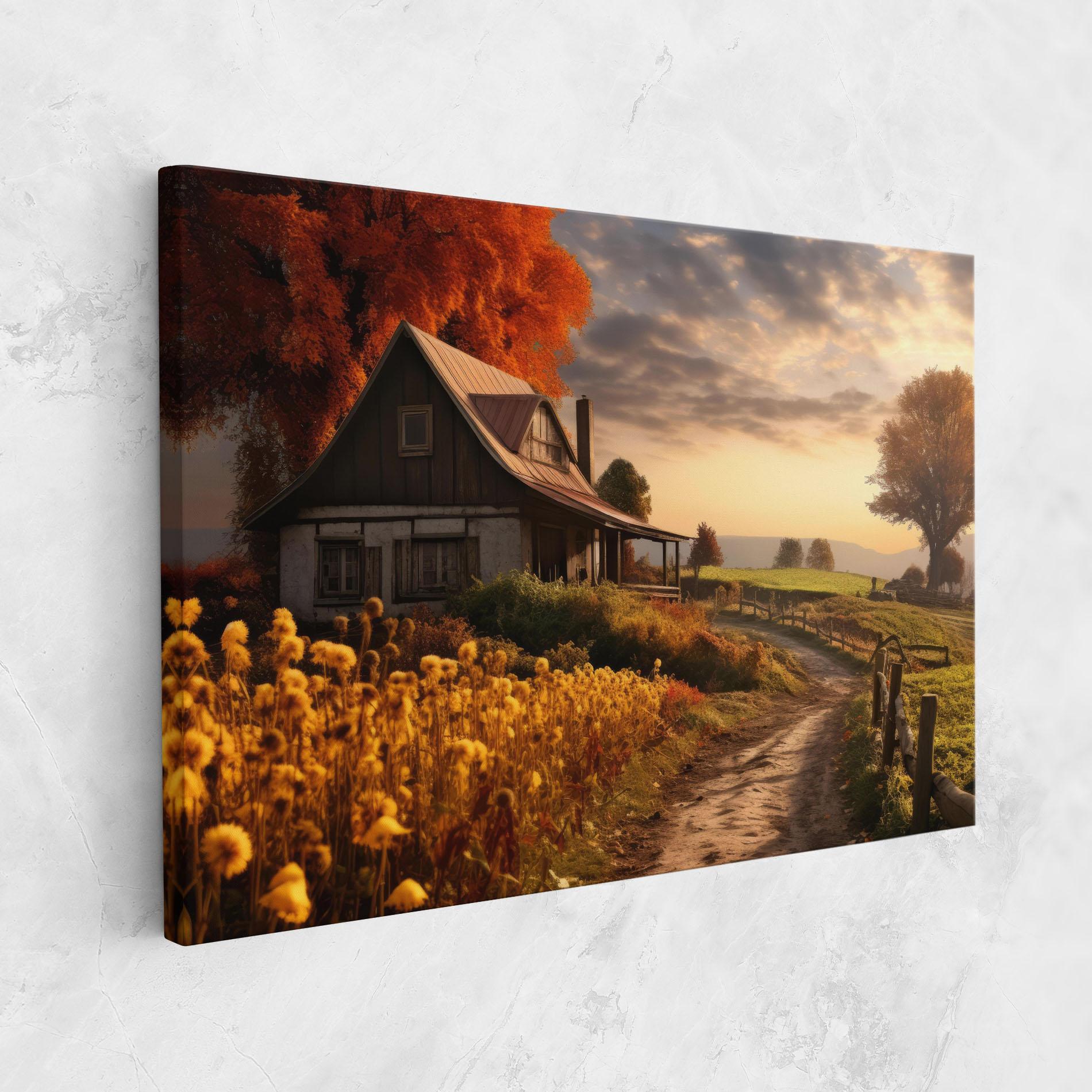Tablou Canvas Autumn Farm House mockup 1