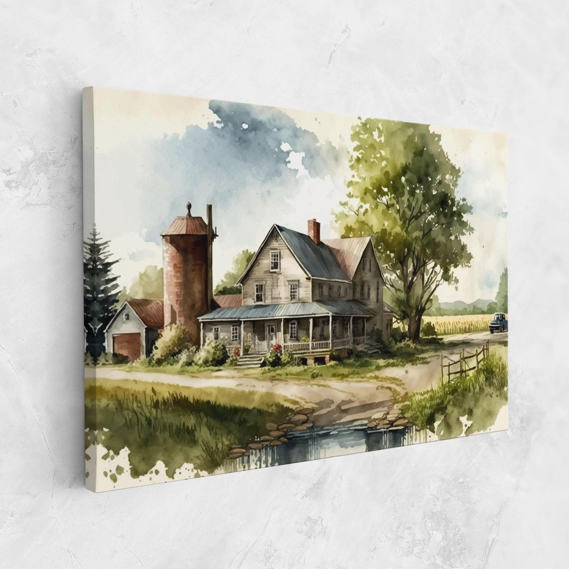 Tablou Canvas Farm Blue Car mockup 1
