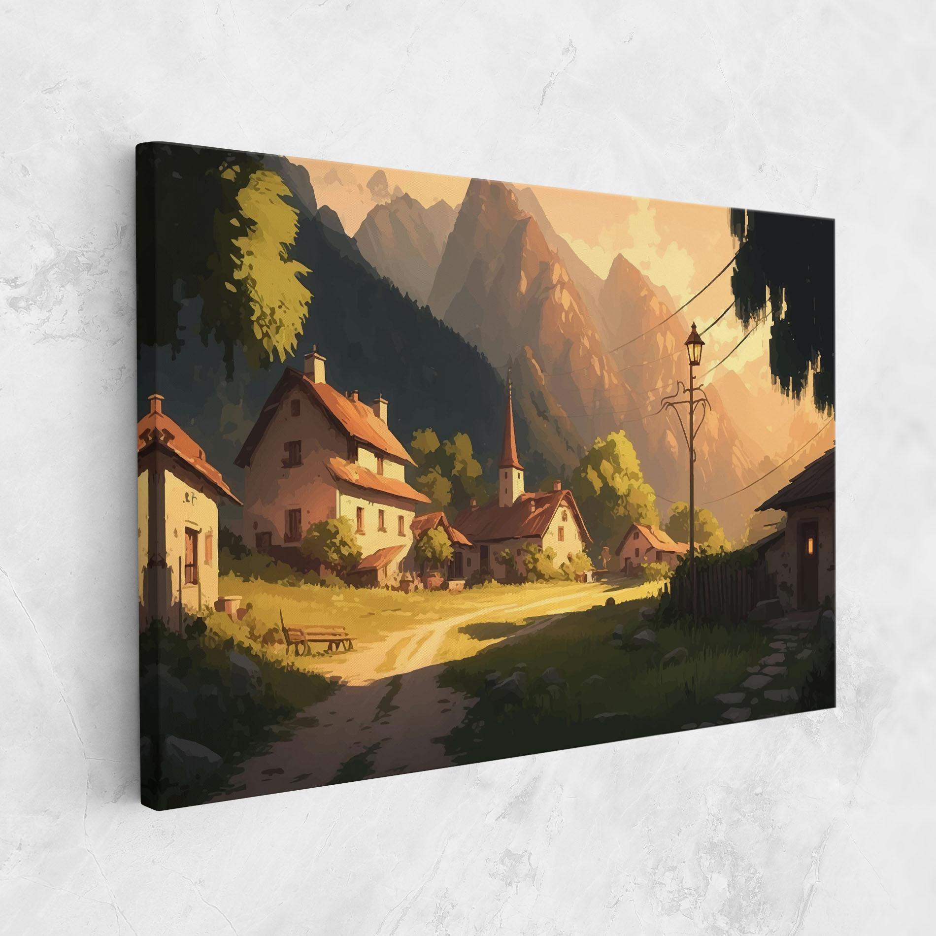 Tablou Canvas Grassy Village View mockup 1