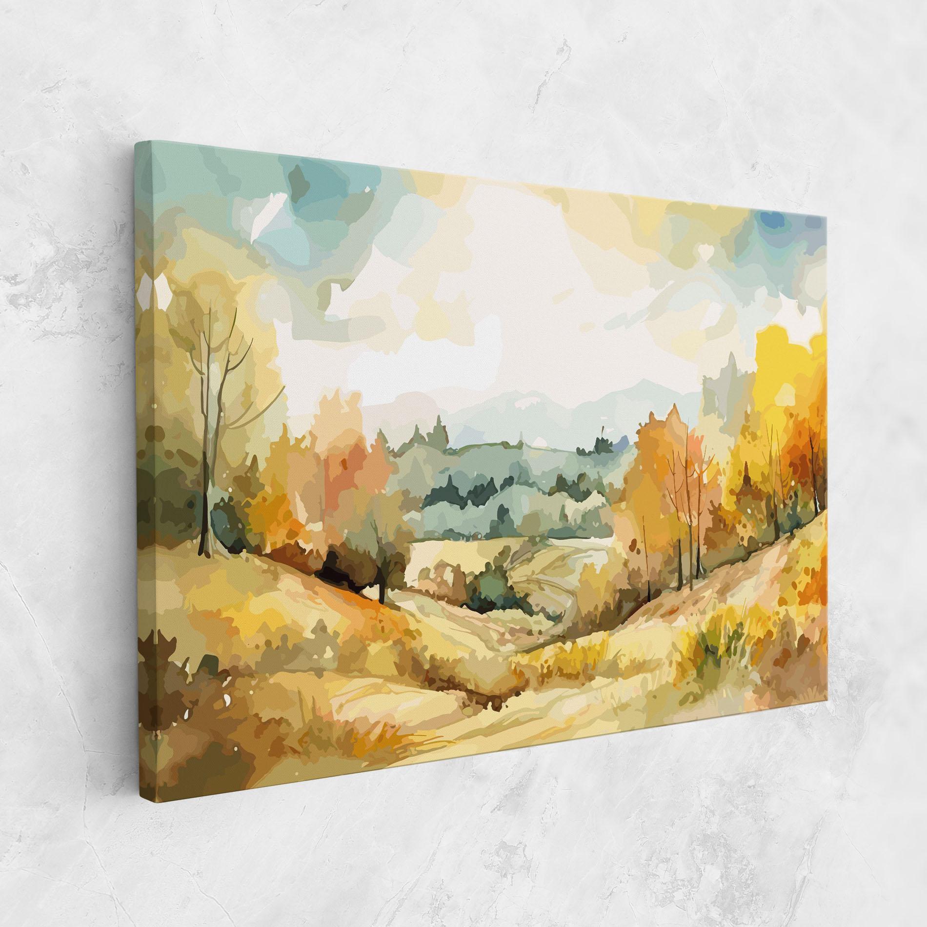 Tablou Canvas Yellow Rural Trees mockup 1