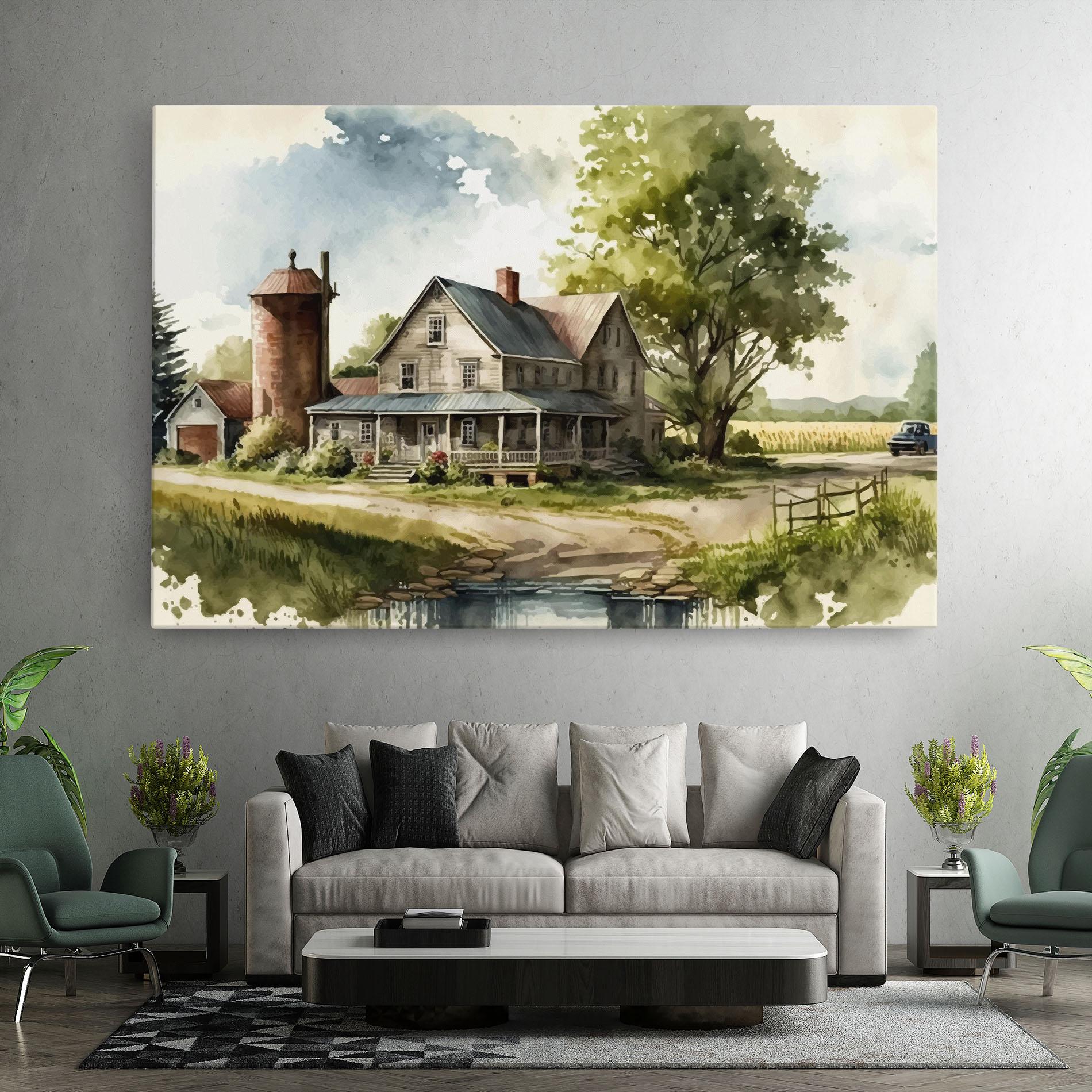 Tablou Canvas Farm Blue Car mockup 7