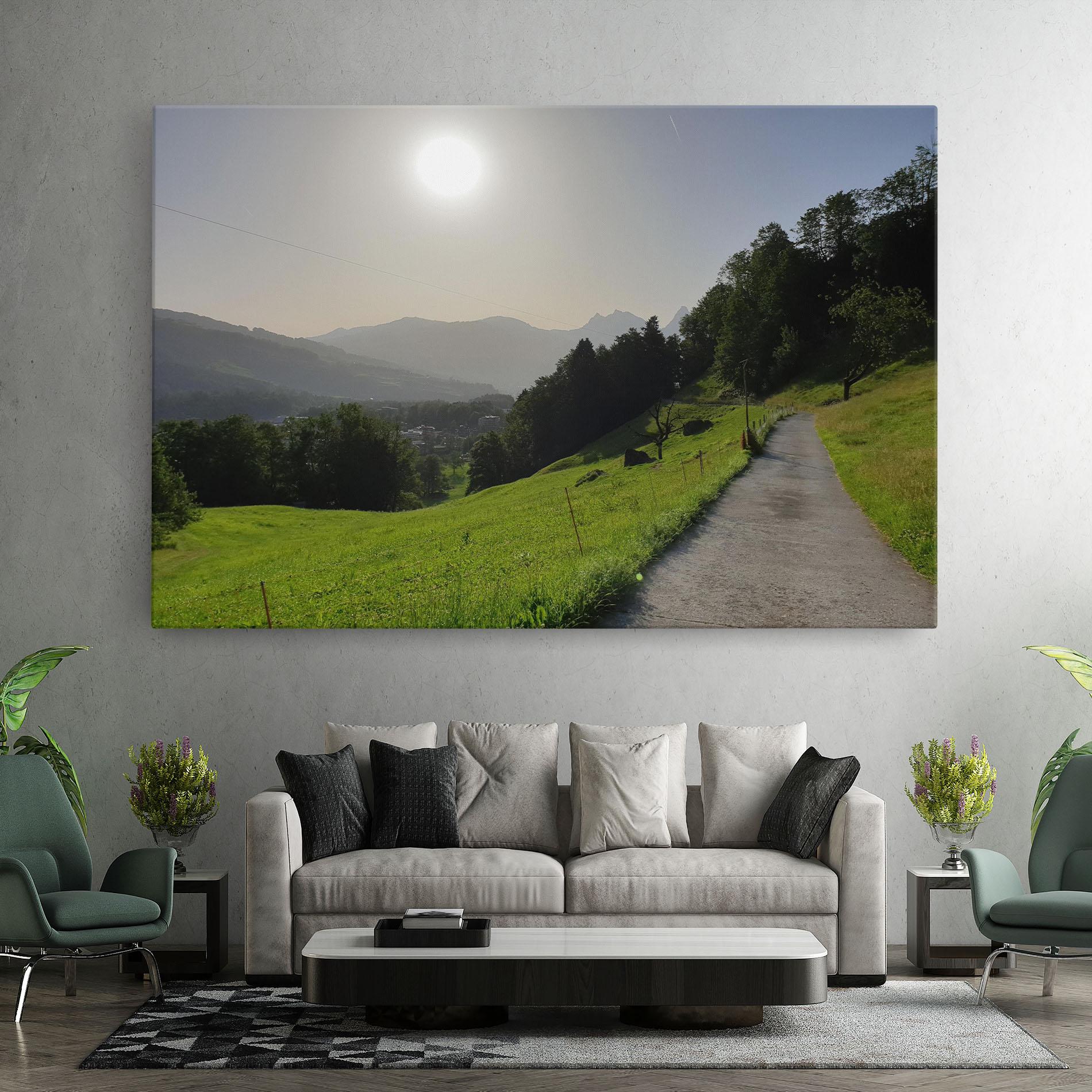 Tablou Canvas Foggy Rural Road mockup 7