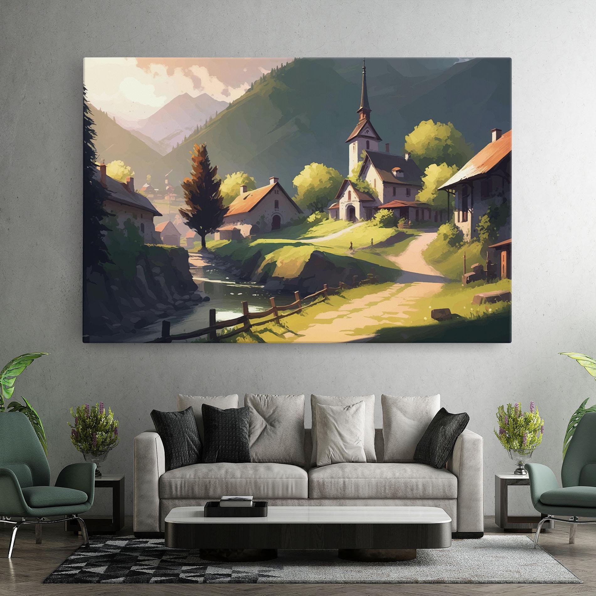 Tablou Canvas Village Church Art mockup 7