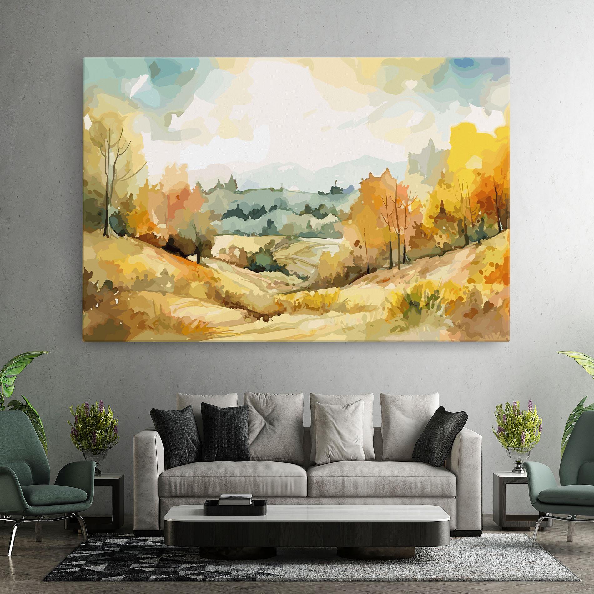 Tablou Canvas Yellow Rural Trees mockup 7