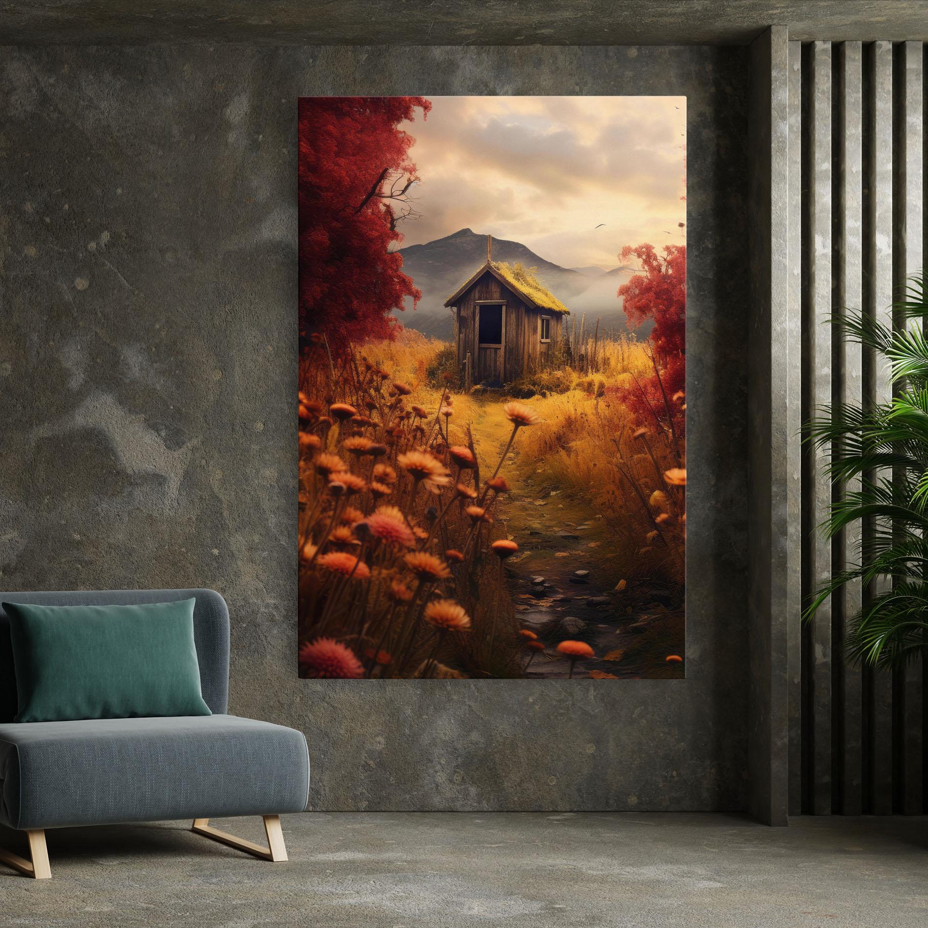 Tablou Canvas Small Cabin Field mockup 7