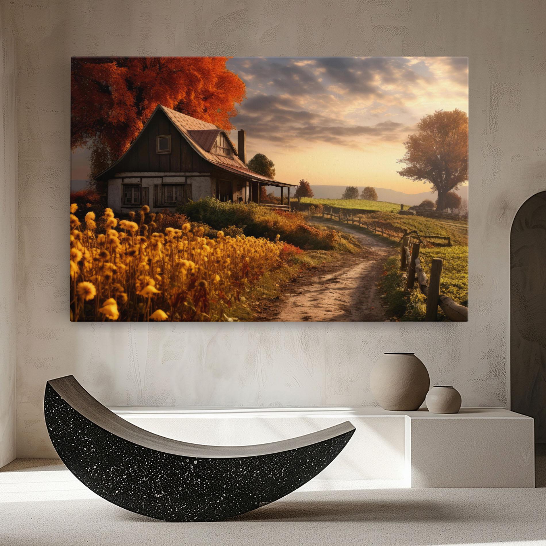Tablou Canvas Autumn Farm House mockup 8