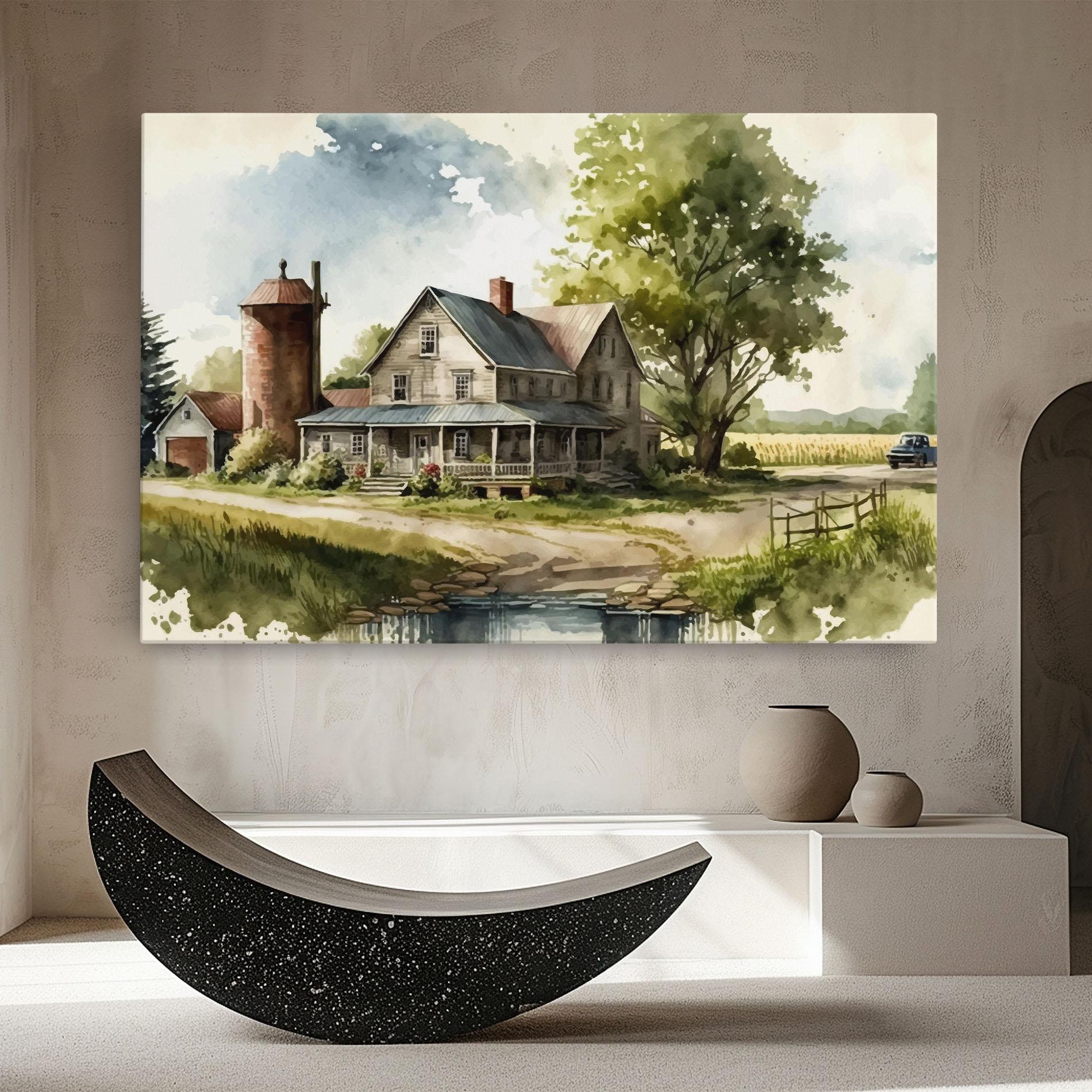 Tablou Canvas Farm Blue Car mockup 8