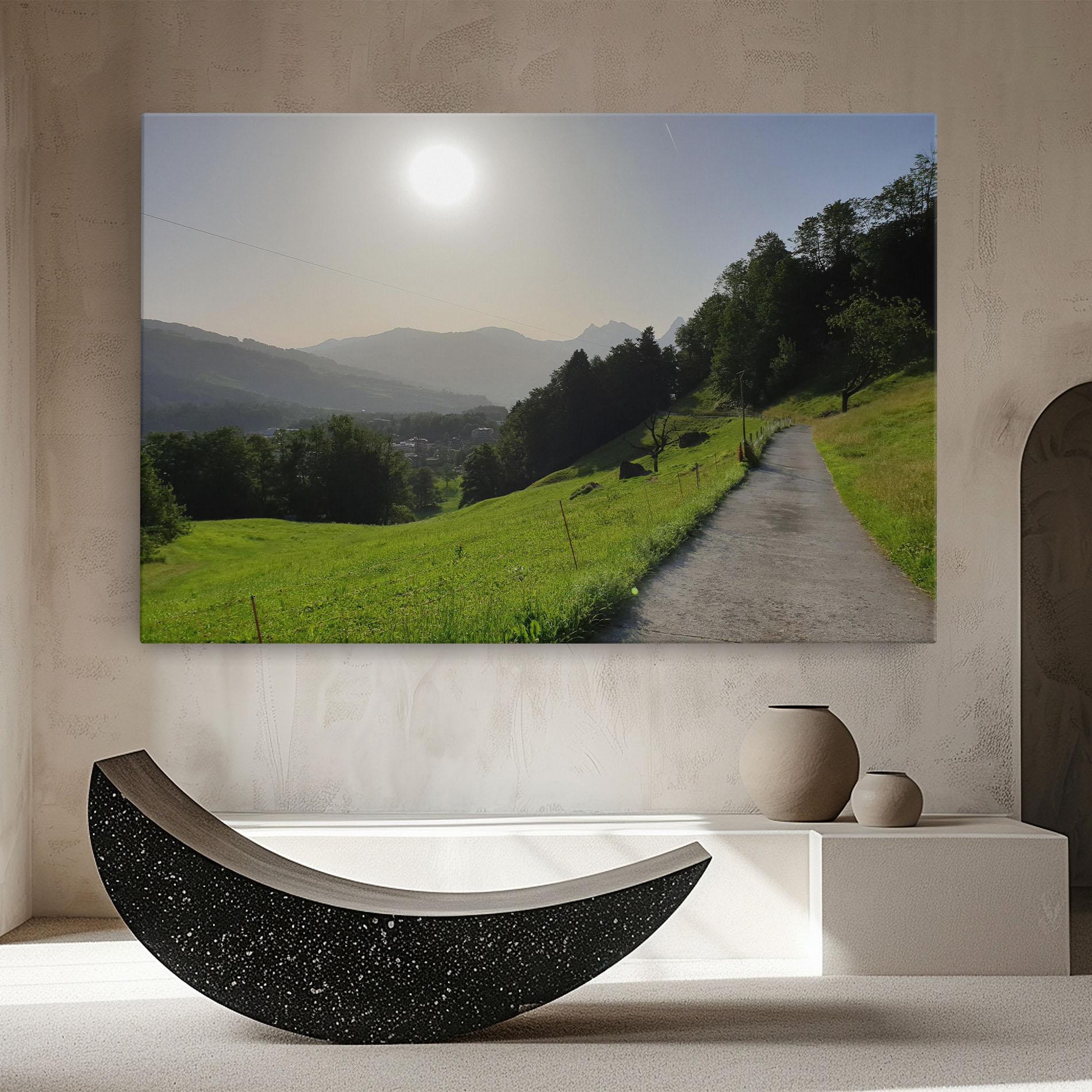 Tablou Canvas Foggy Rural Road mockup 8