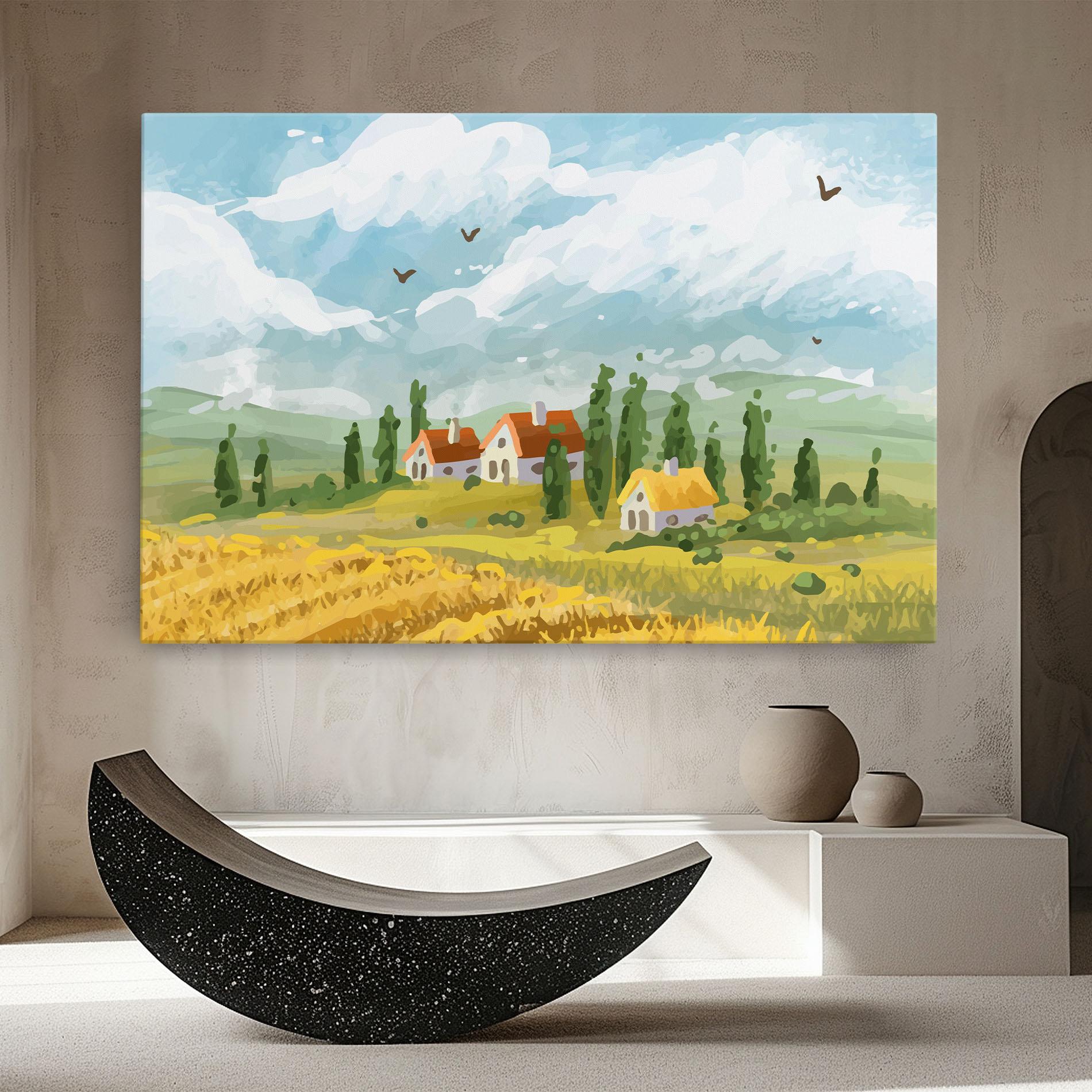 Tablou Canvas Orange Yellow House mockup 8