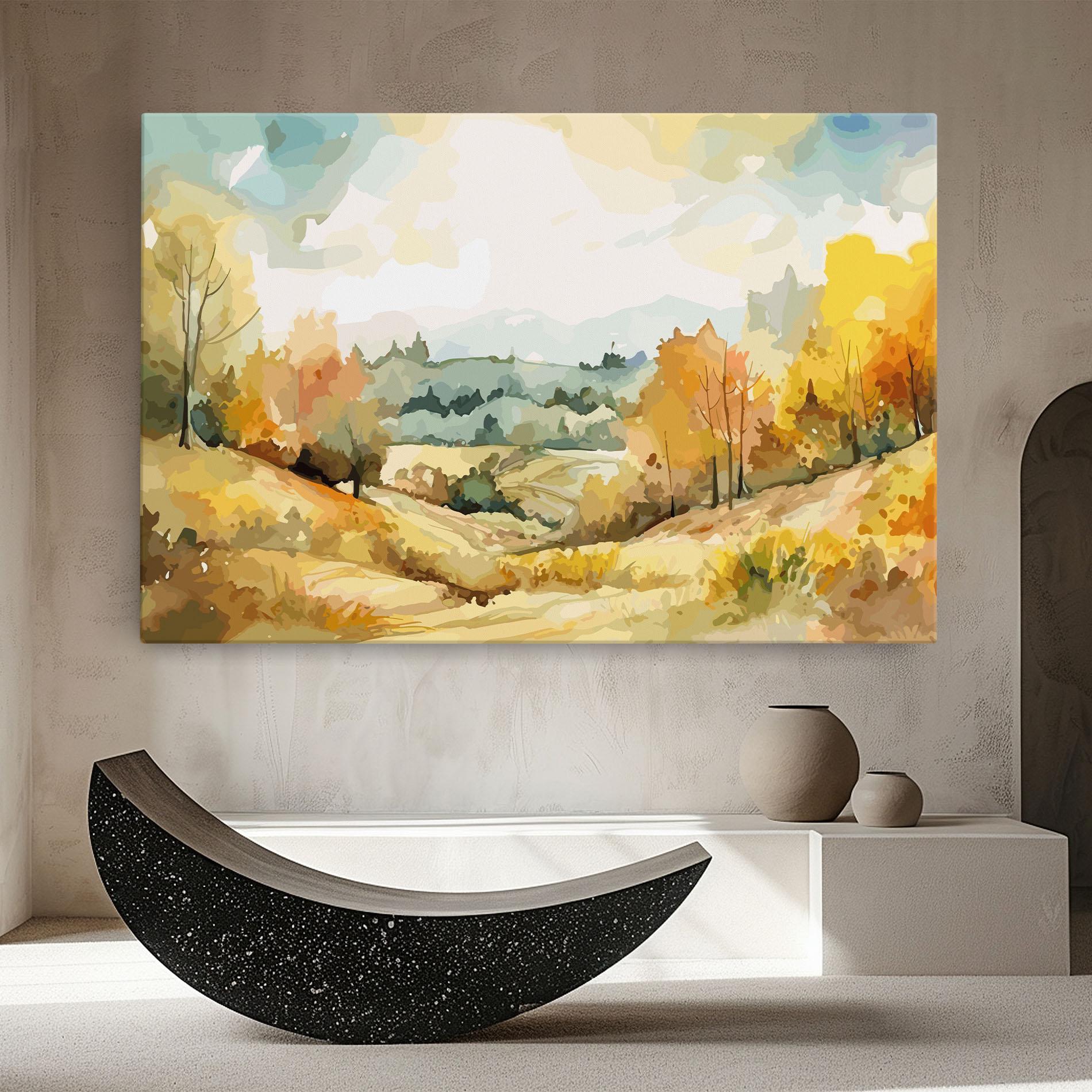 Tablou Canvas Yellow Rural Trees mockup 8