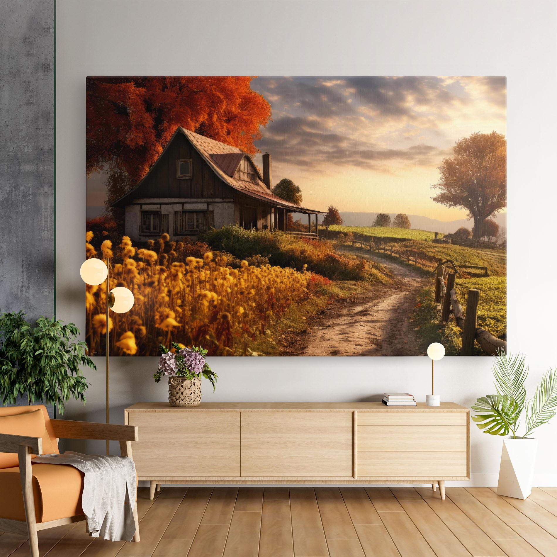 Tablou Canvas Autumn Farm House mockup 9