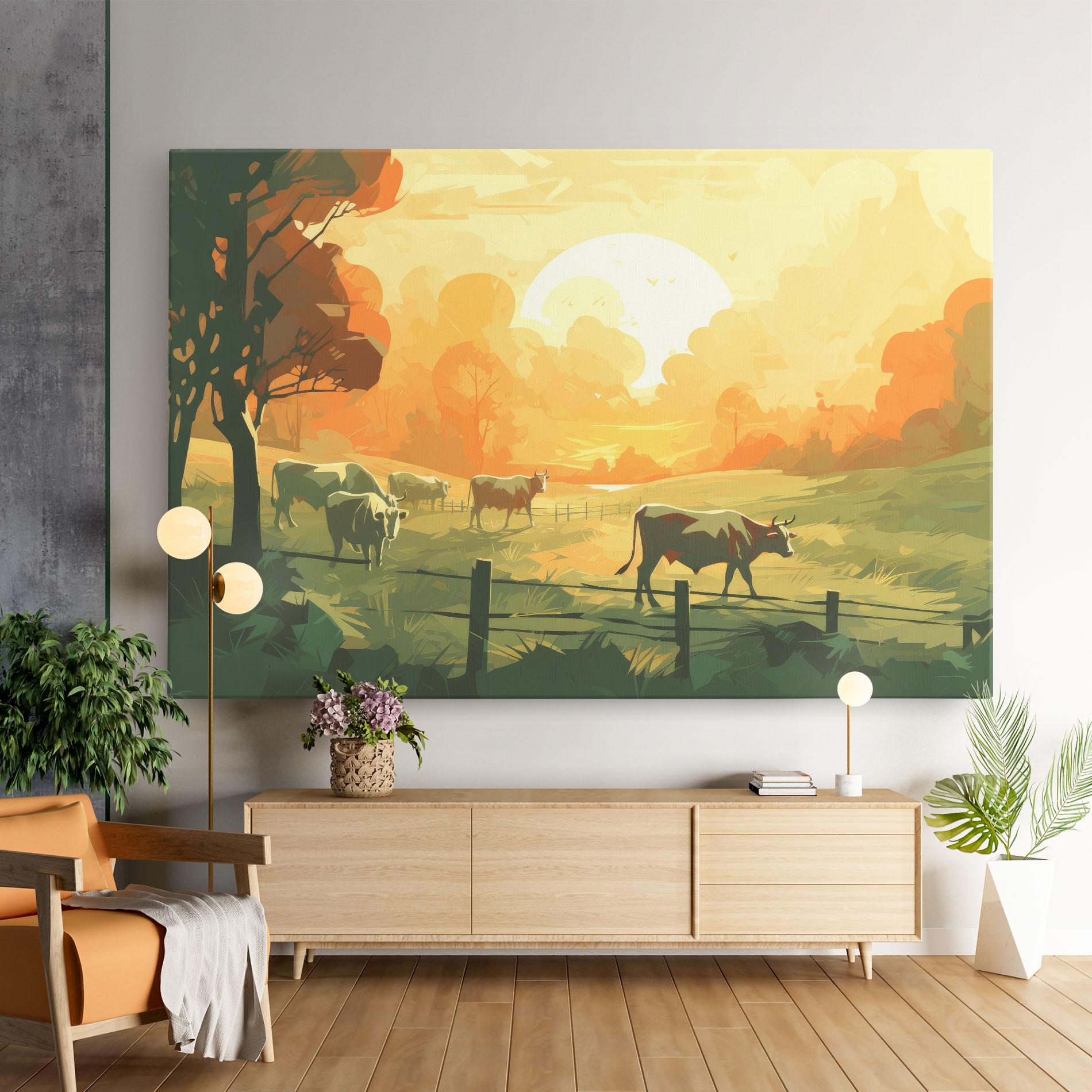 Tablou Canvas Cows Grazing mockup 9