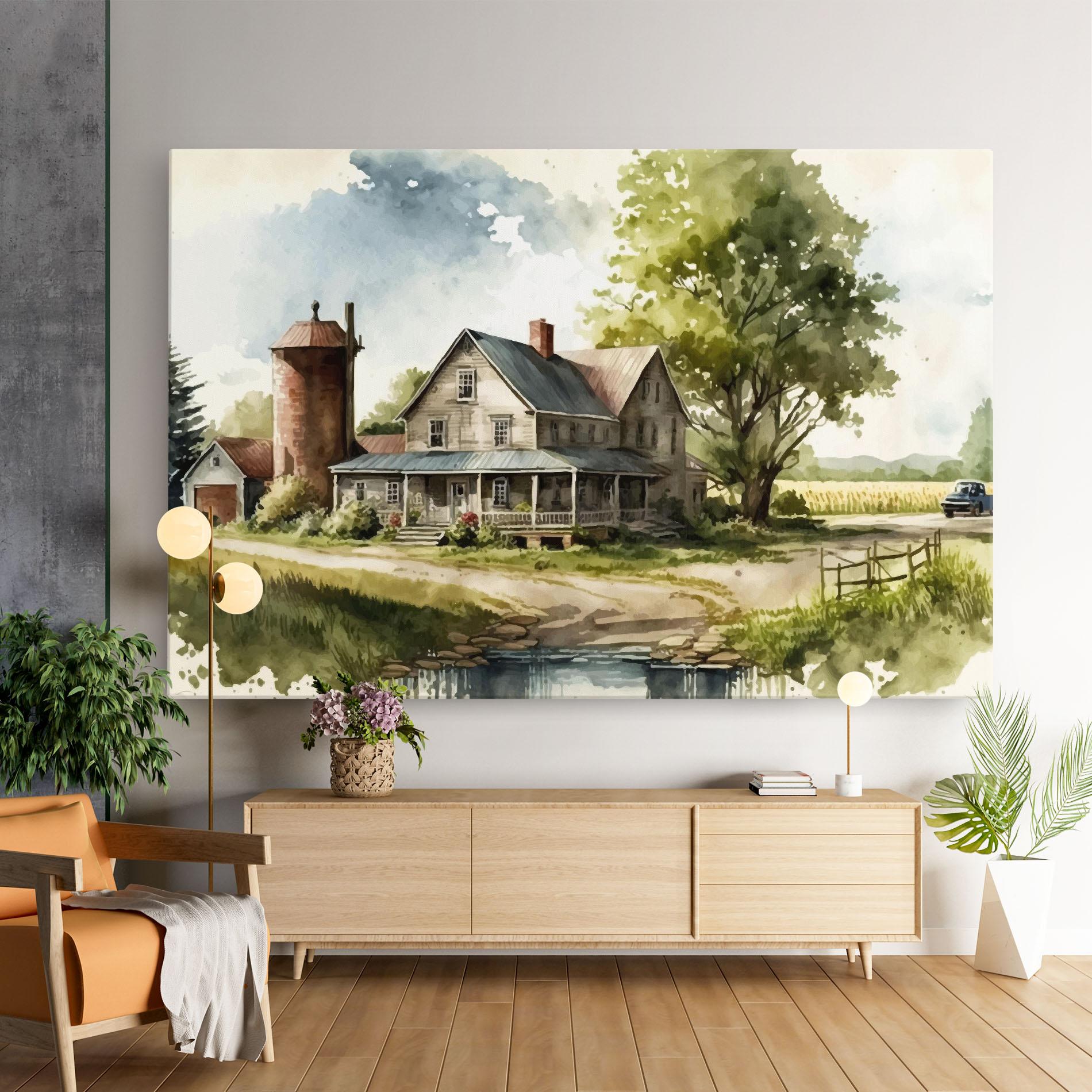 Tablou Canvas Farm Blue Car mockup 9