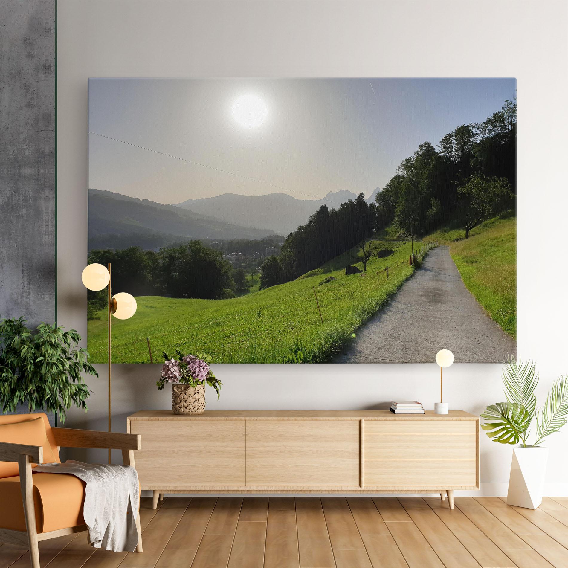 Tablou Canvas Foggy Rural Road mockup 9