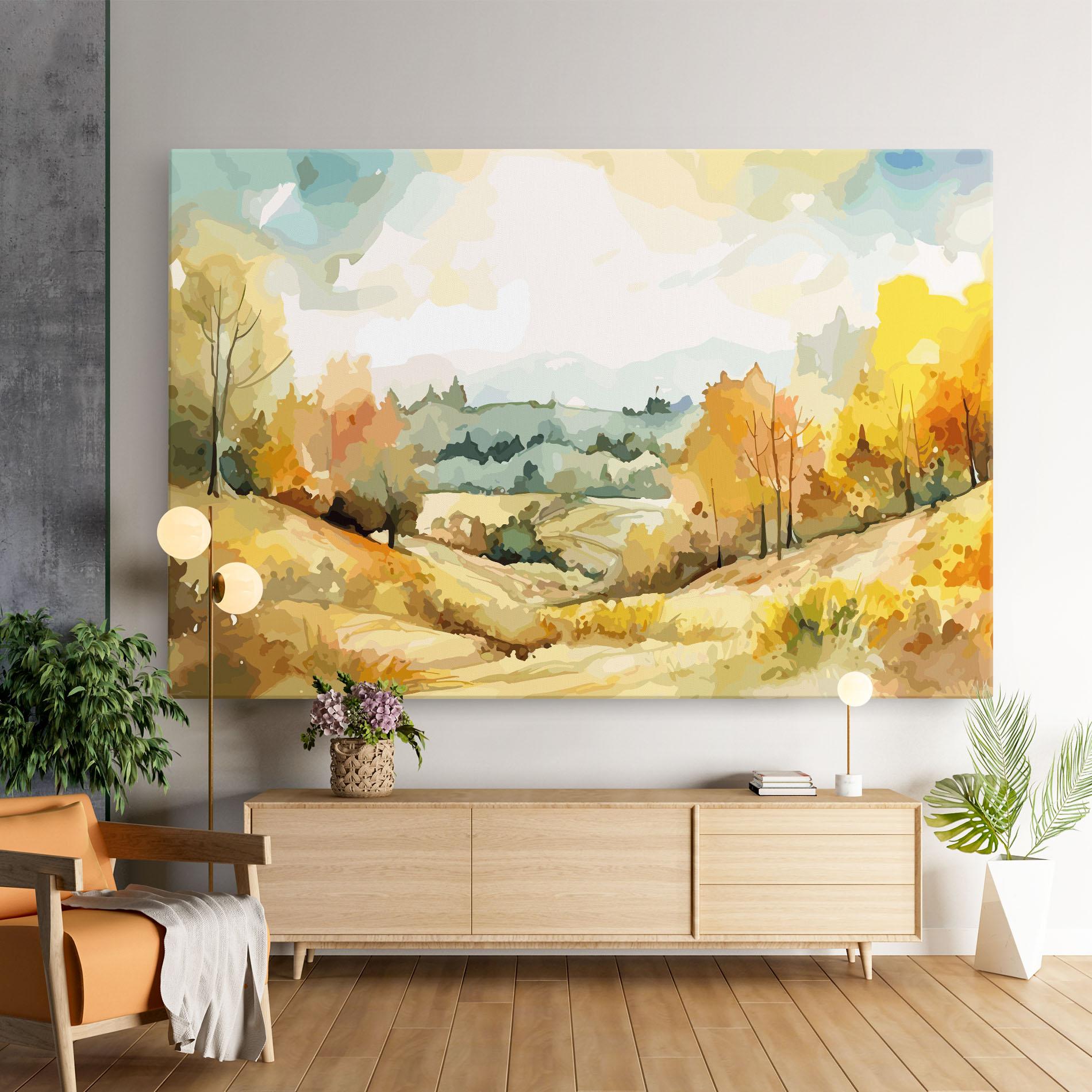 Tablou Canvas Yellow Rural Trees mockup 9