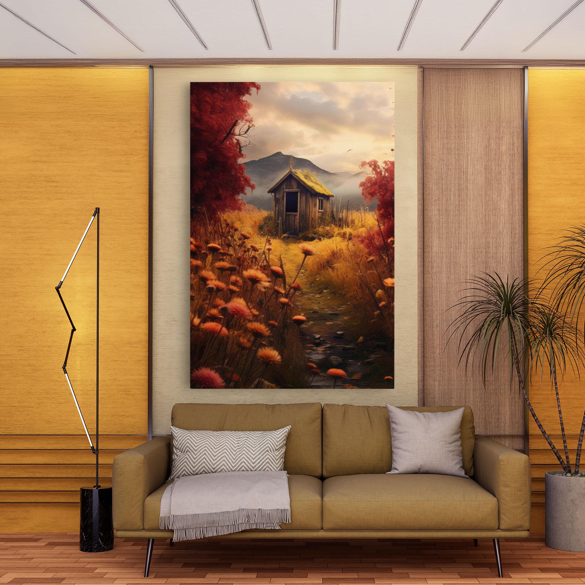 Tablou Canvas Small Cabin Field mockup 9