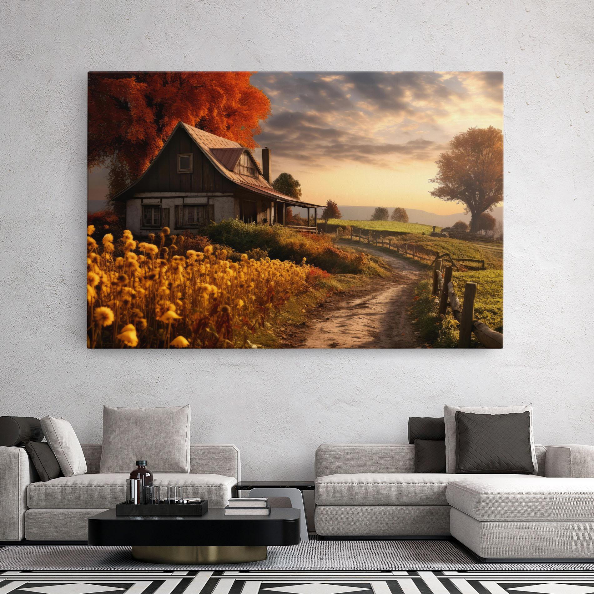 Tablou Canvas Autumn Farm House mockup 2