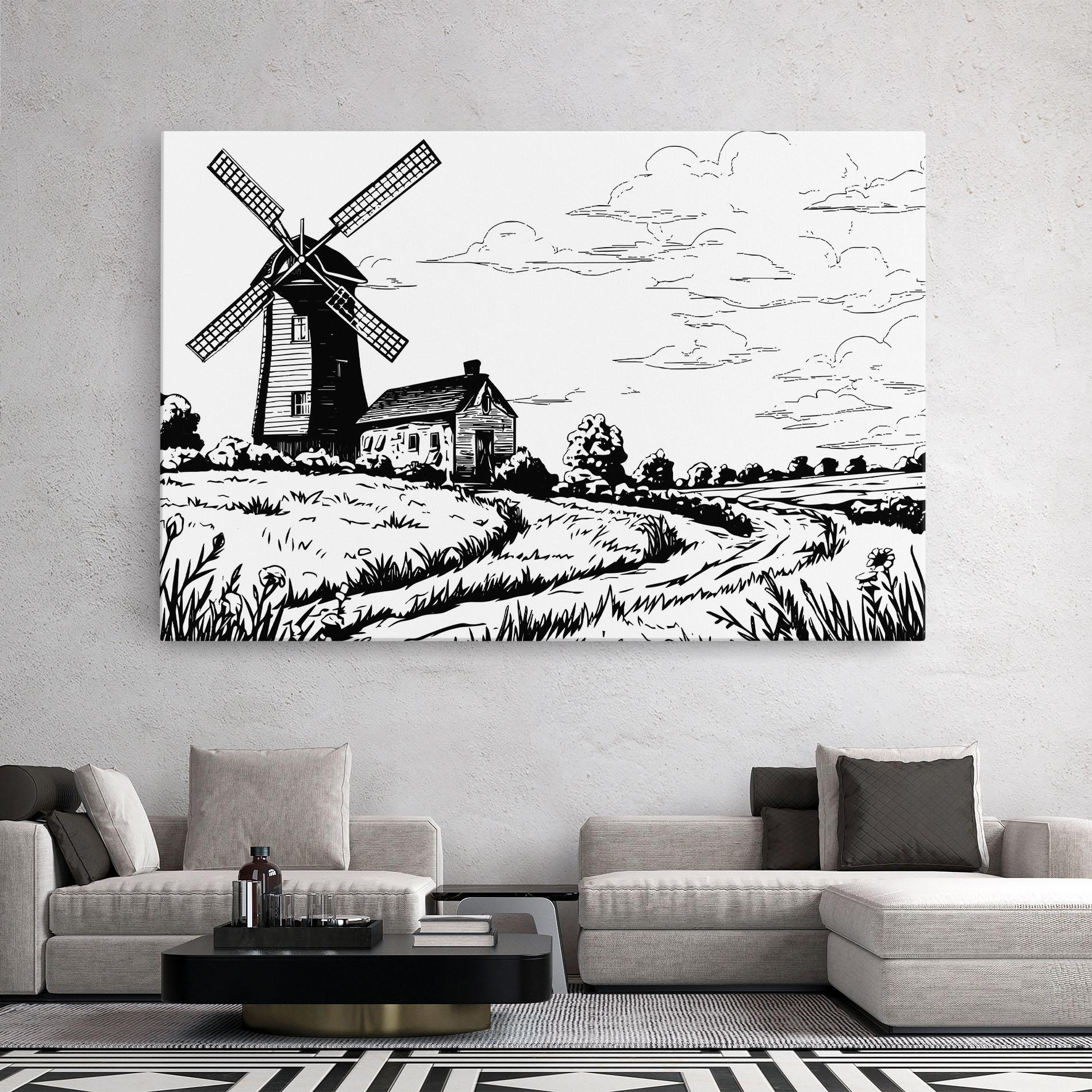 Tablou Canvas Black Line Wheat mockup 2