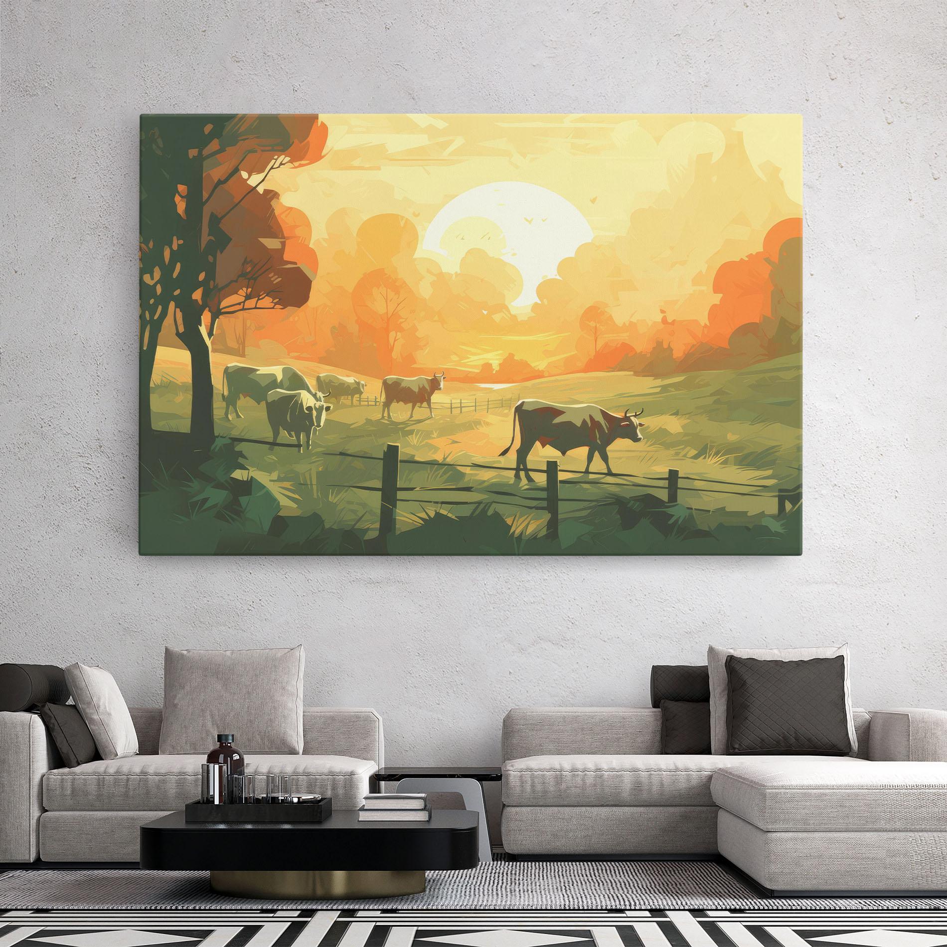 Tablou Canvas Cows Grazing mockup 2
