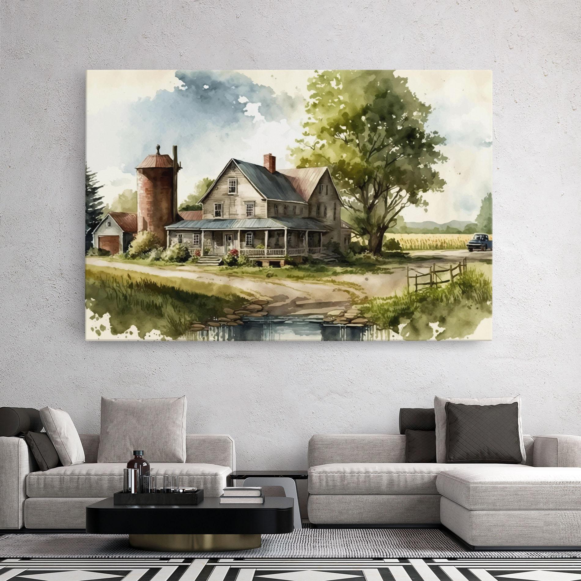 Tablou Canvas Farm Blue Car mockup 2