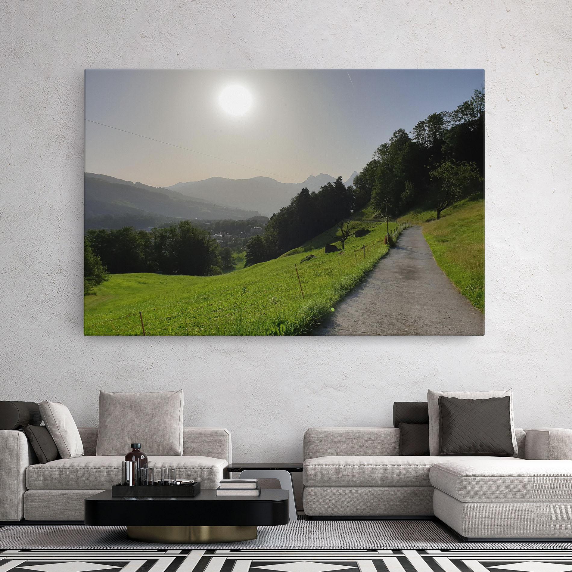 Tablou Canvas Foggy Rural Road mockup 2