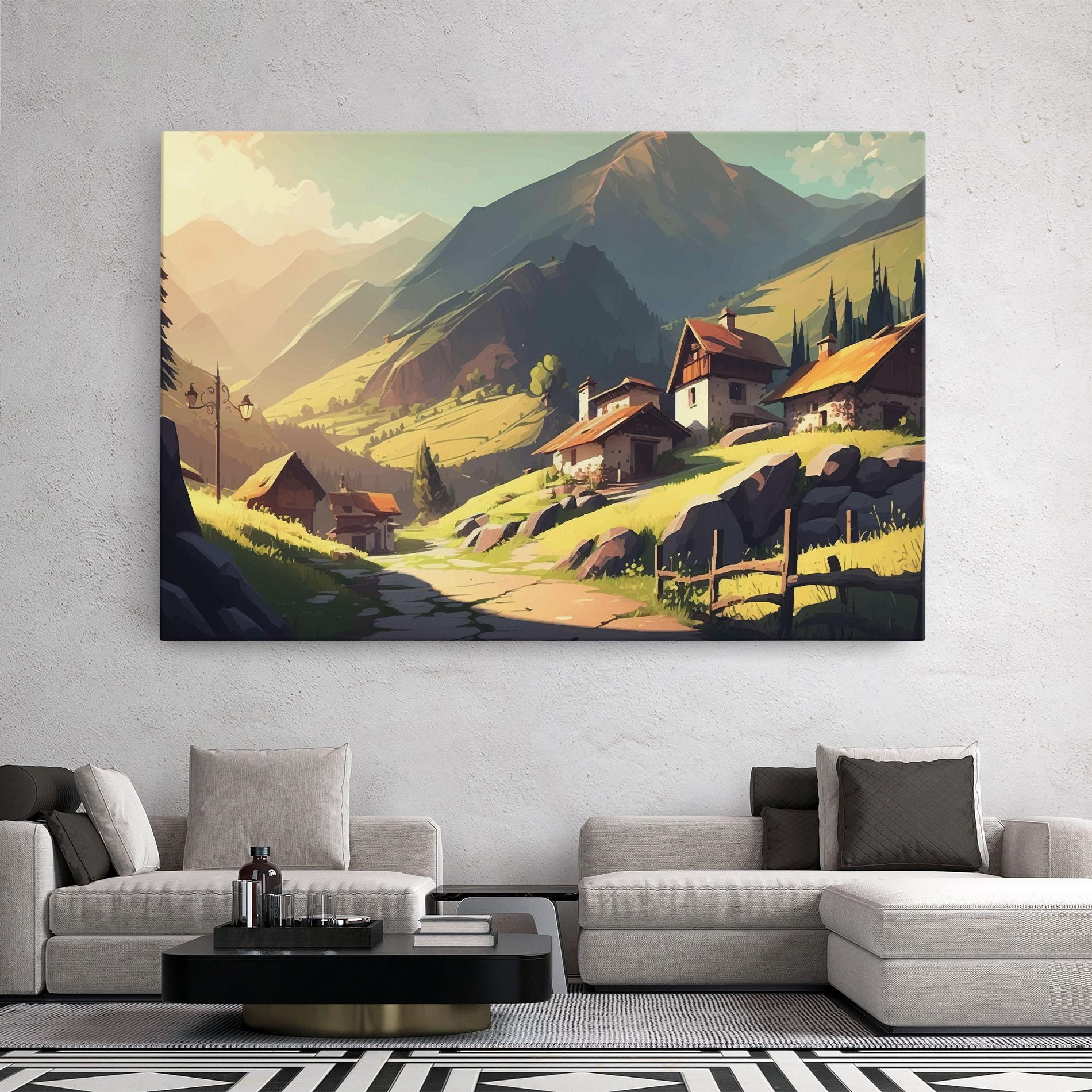 Tablou Canvas Grassy Mountain View mockup 2