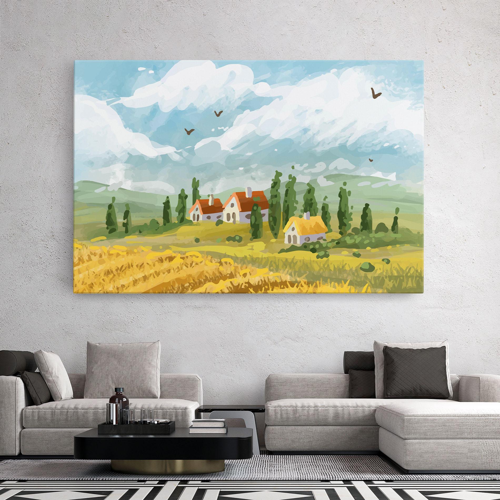 Tablou Canvas Orange Yellow House mockup 2