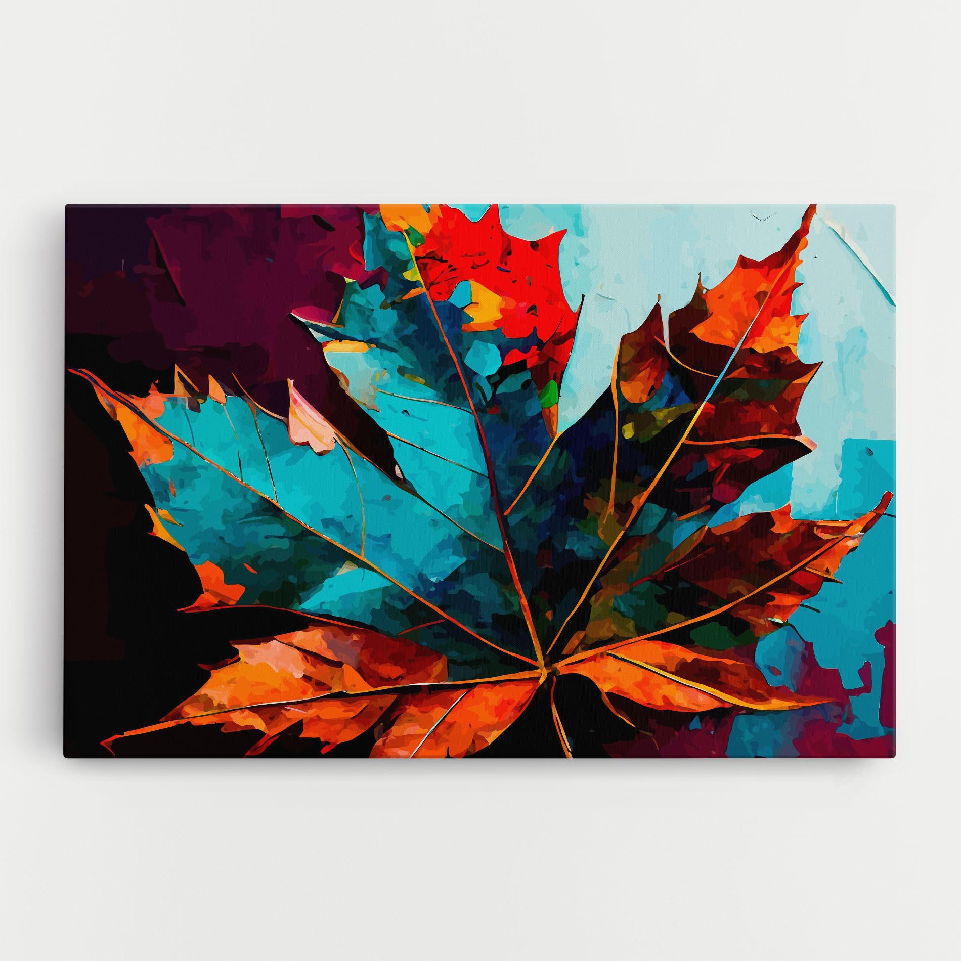 Tablou Canvas Blue Orange Leaf mockup 0