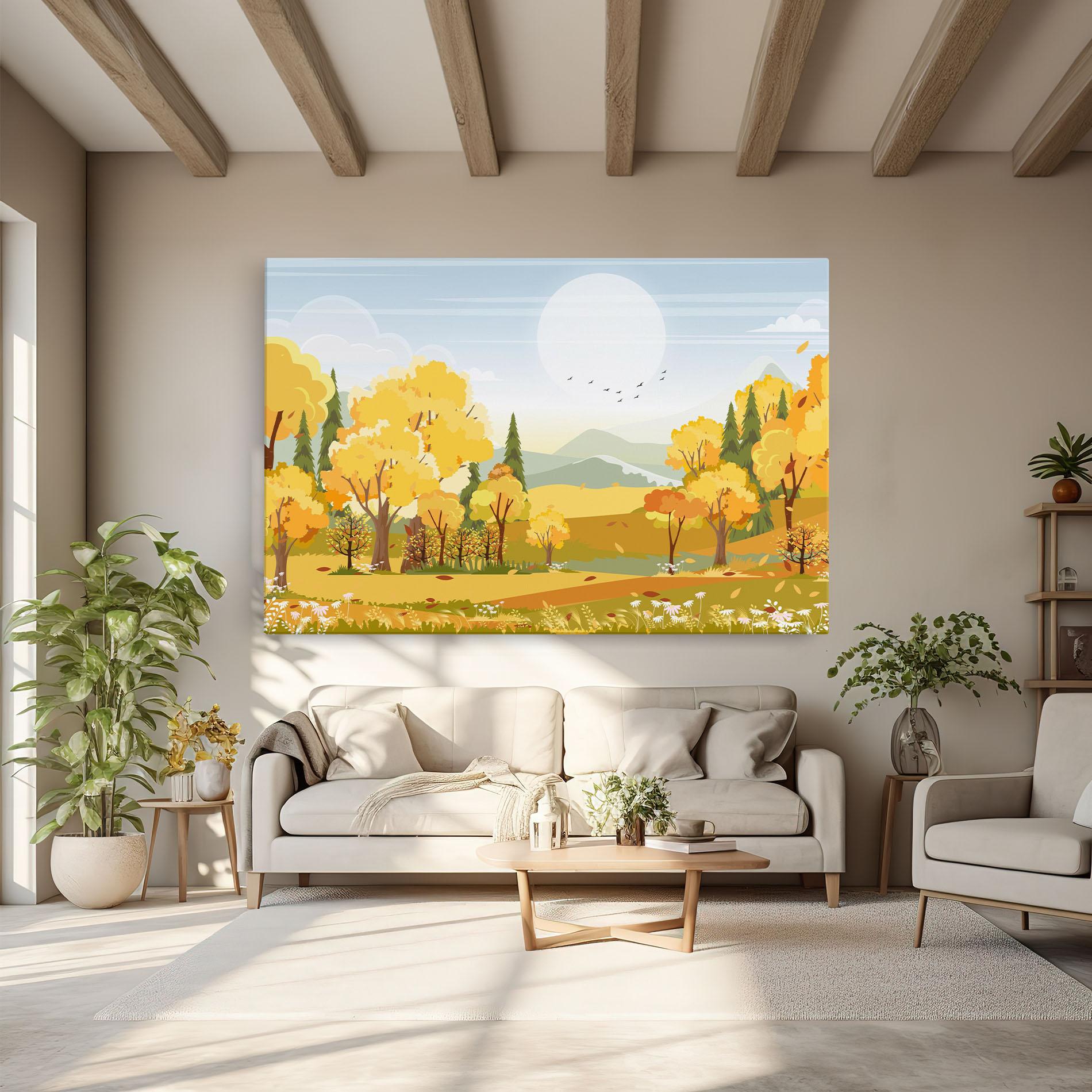 Tablou Canvas Autumn Yellow View mockup 6