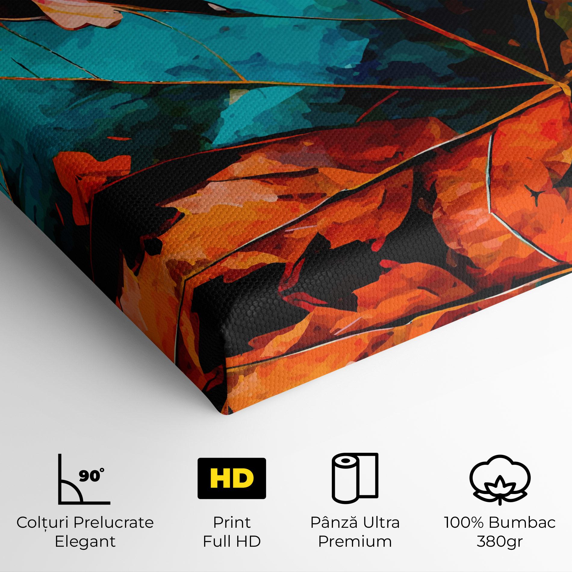 Tablou Canvas Blue Orange Leaf mockup 4