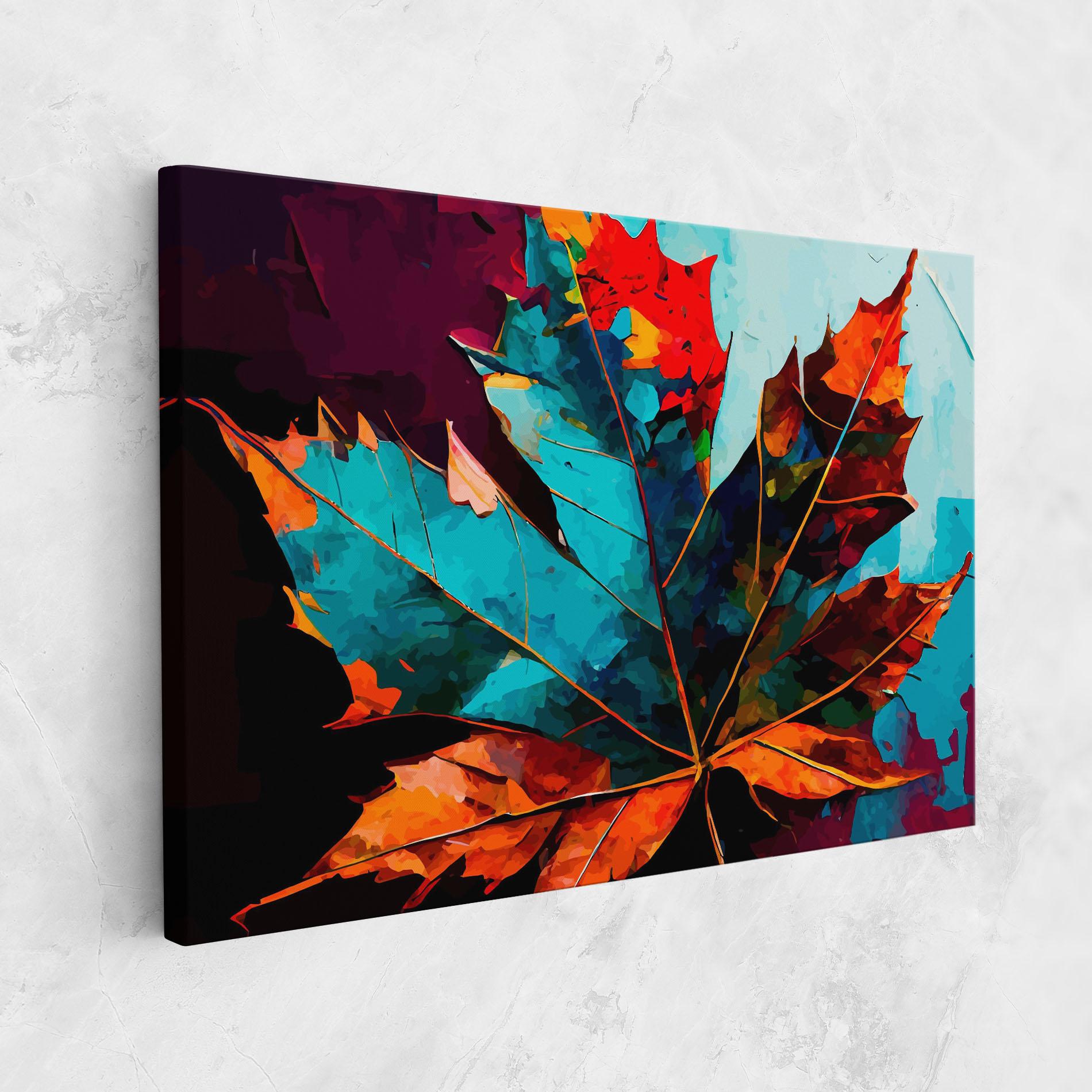 Tablou Canvas Blue Orange Leaf mockup 1