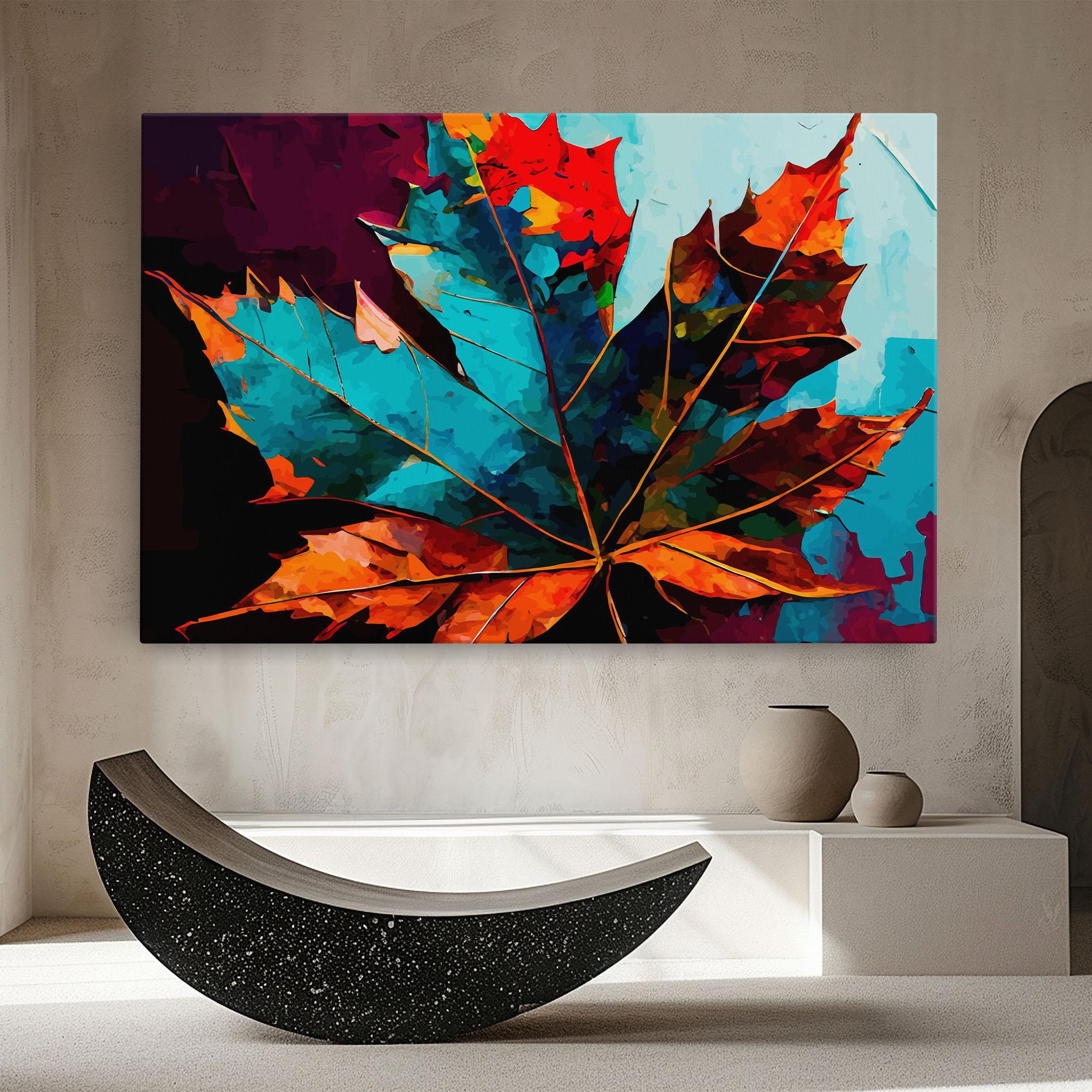 Tablou Canvas Blue Orange Leaf mockup 8