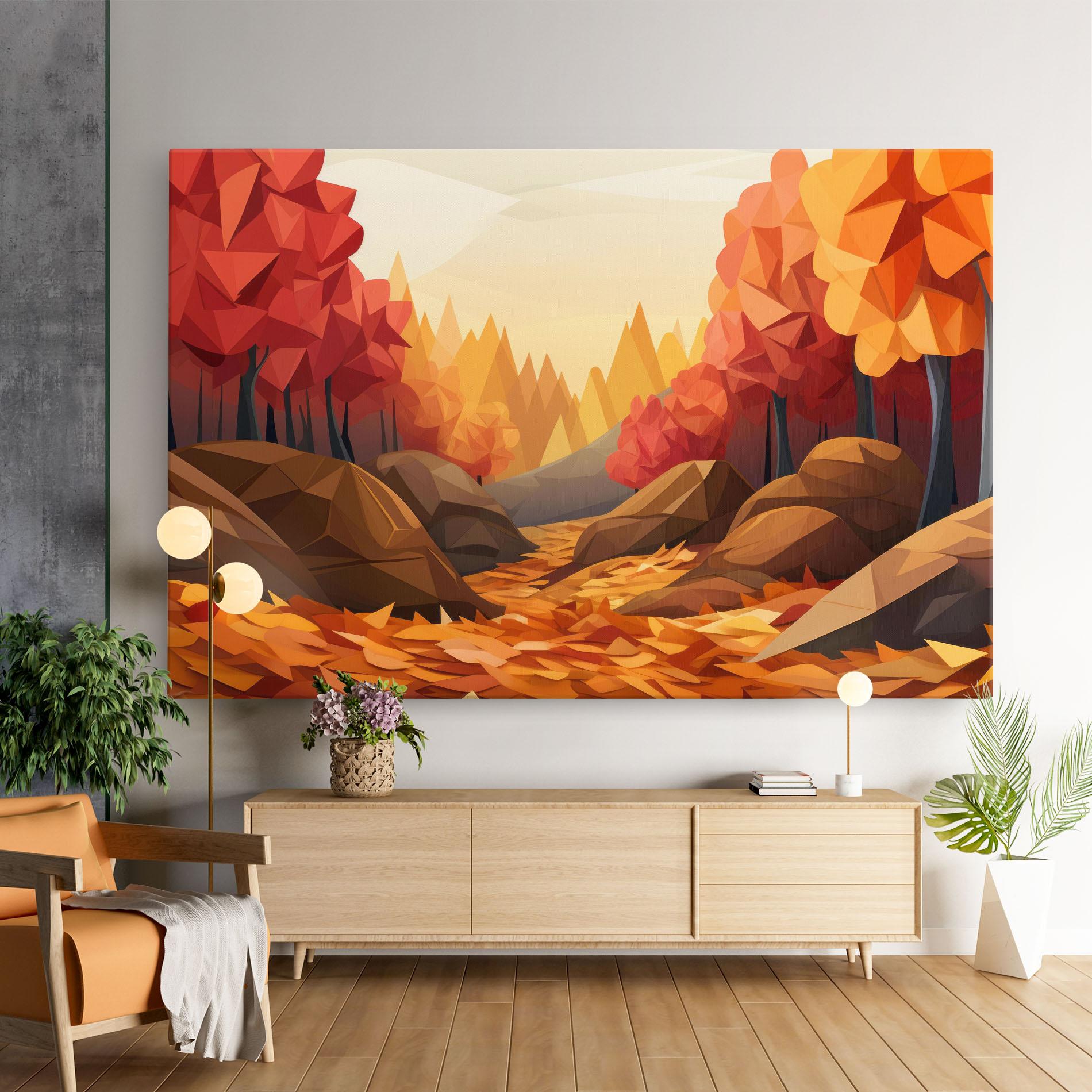 Tablou Canvas Autumn Orange Forest mockup 9