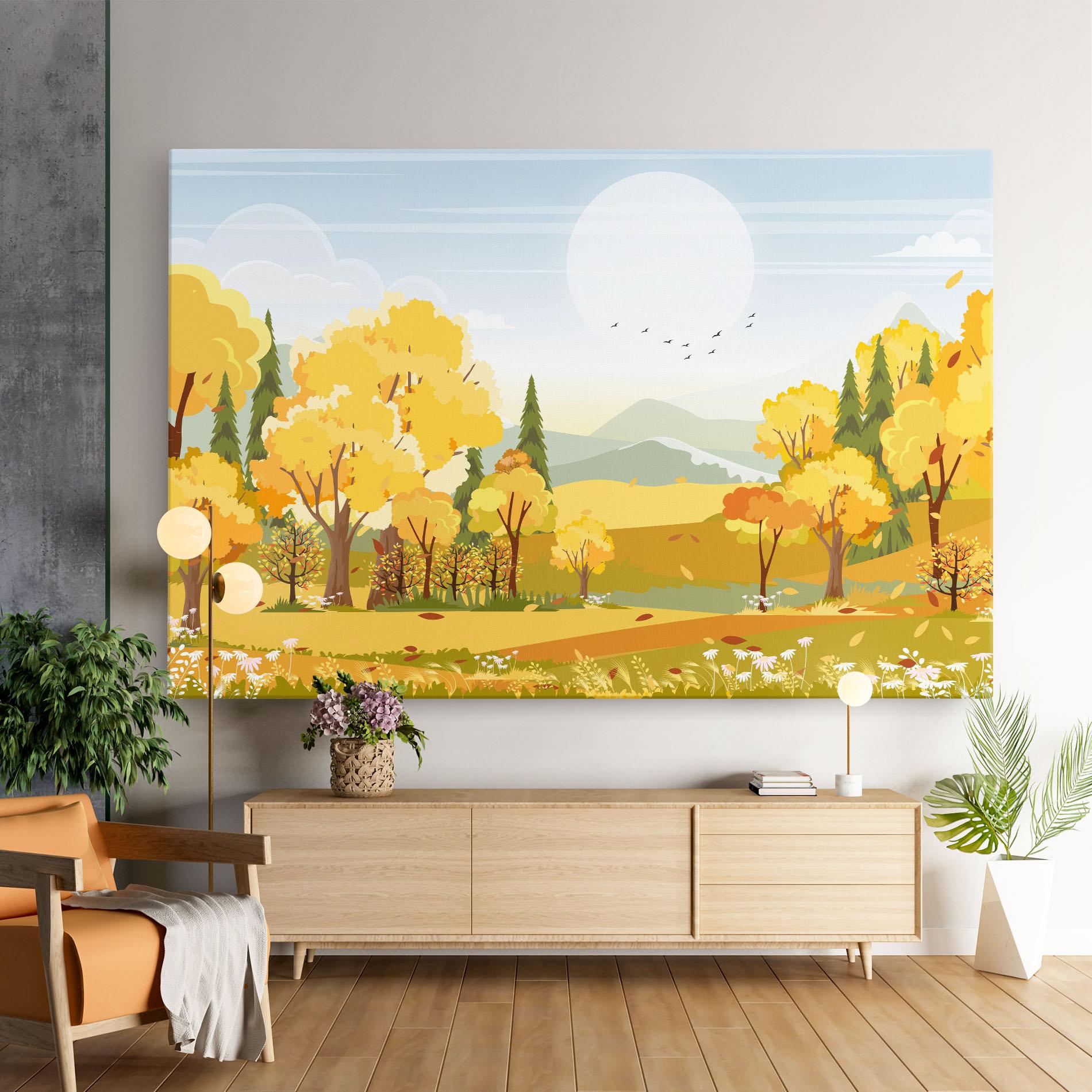 Tablou Canvas Autumn Yellow View mockup 9