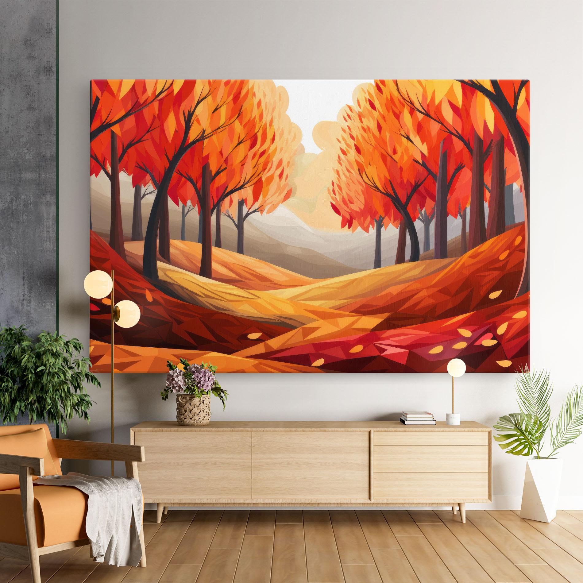 Tablou Canvas Red Trees Art mockup 9