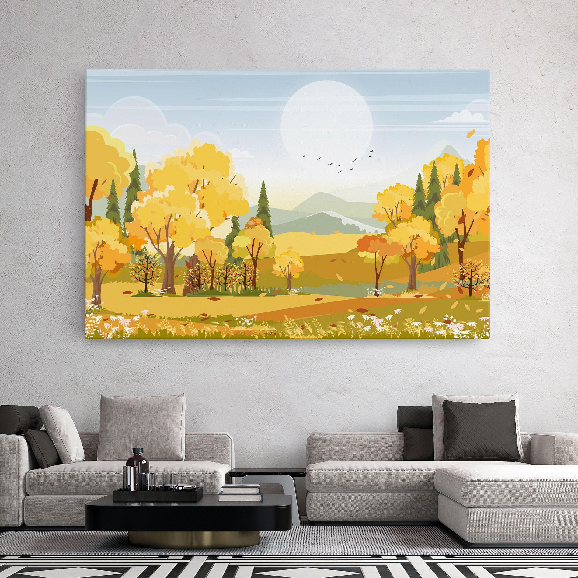 Tablou Canvas Autumn Yellow View mockup 2
