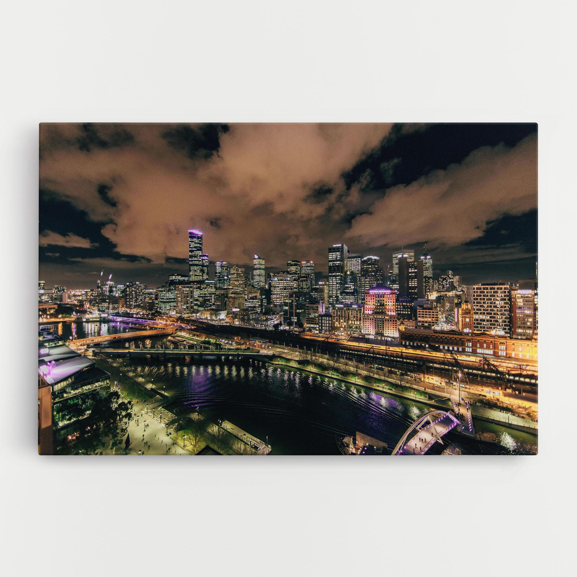 Tablou Canvas Green Purple City mockup 0