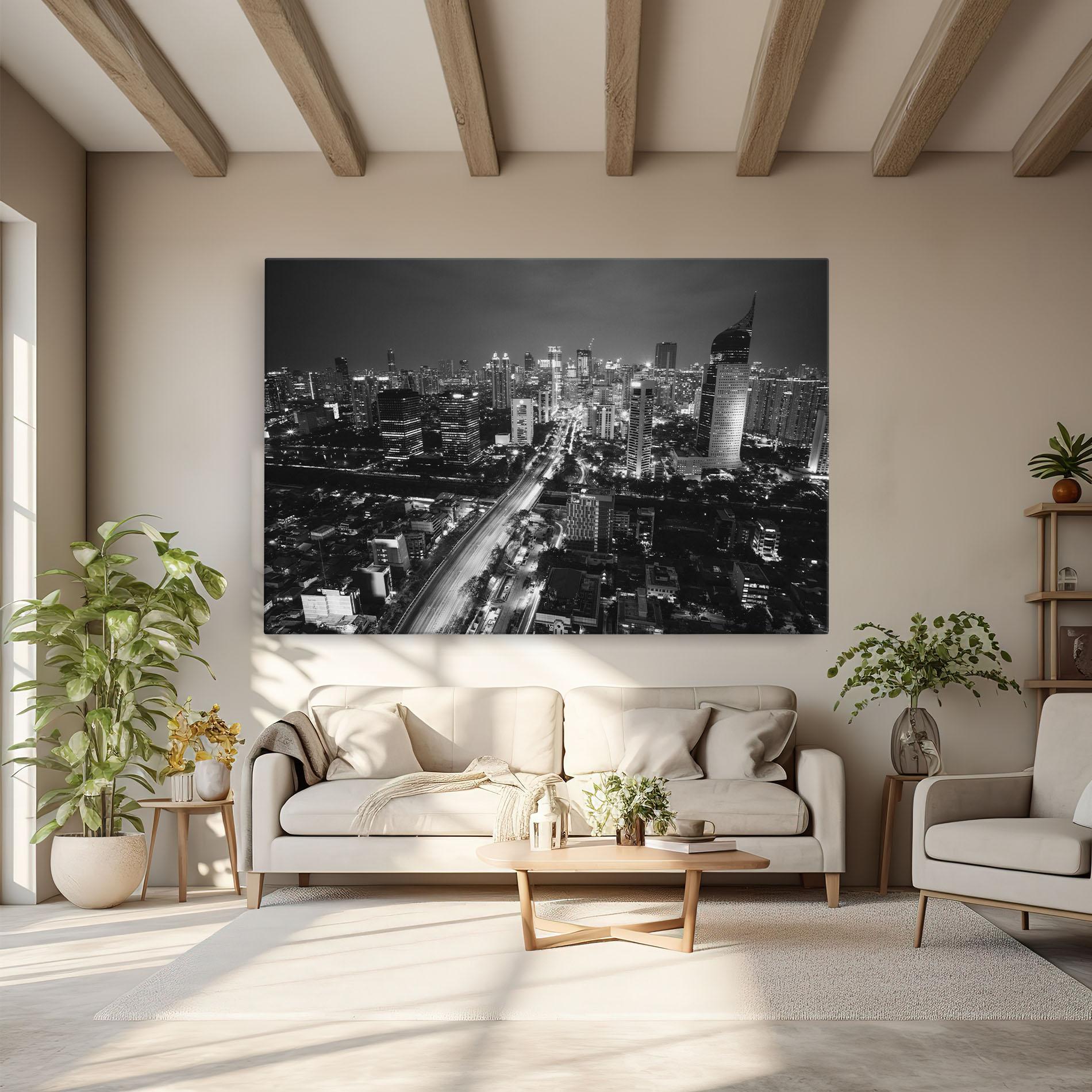 Tablou Canvas Grey Lights City mockup 6