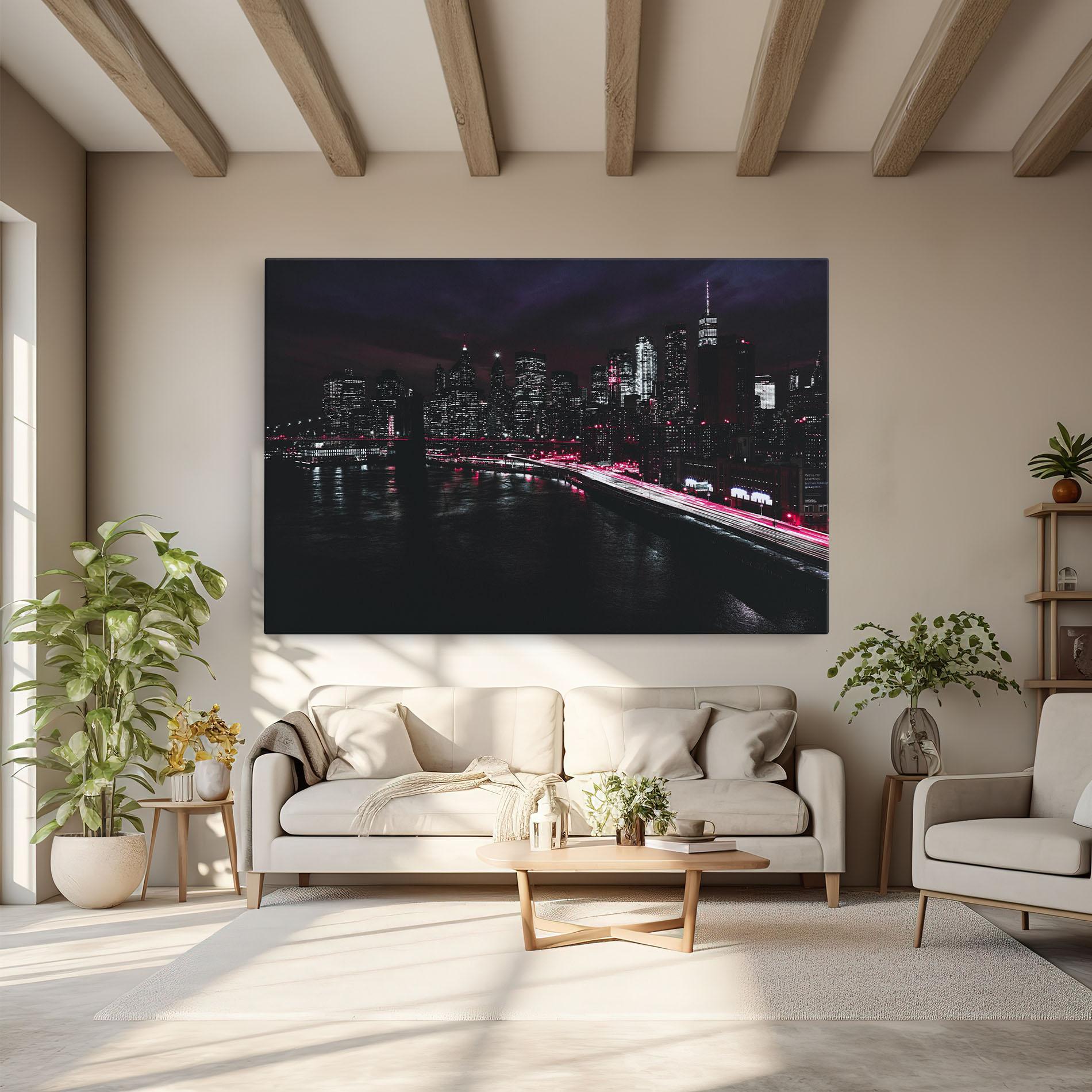 Tablou Canvas Pink Light City mockup 6