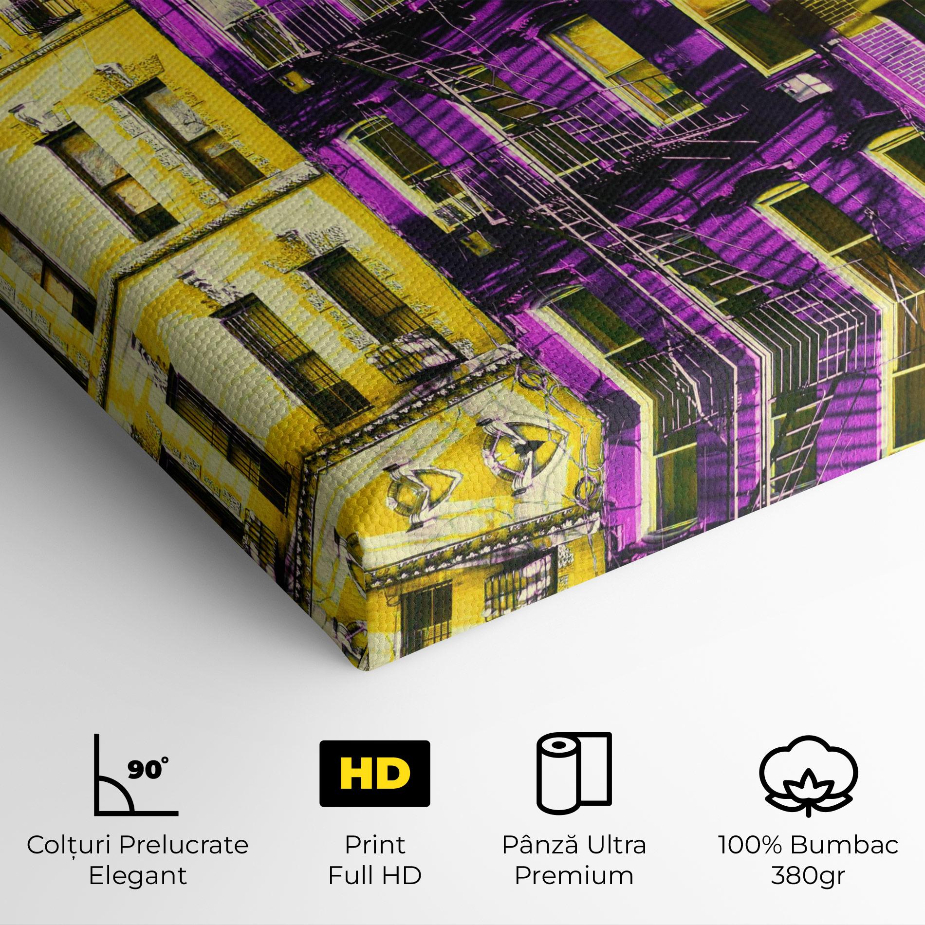 Tablou Canvas Yellow Purple Building mockup 4
