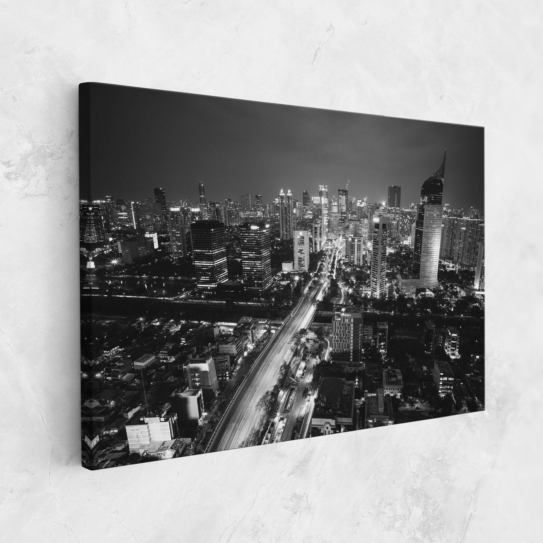 Tablou Canvas Grey Lights City mockup 1