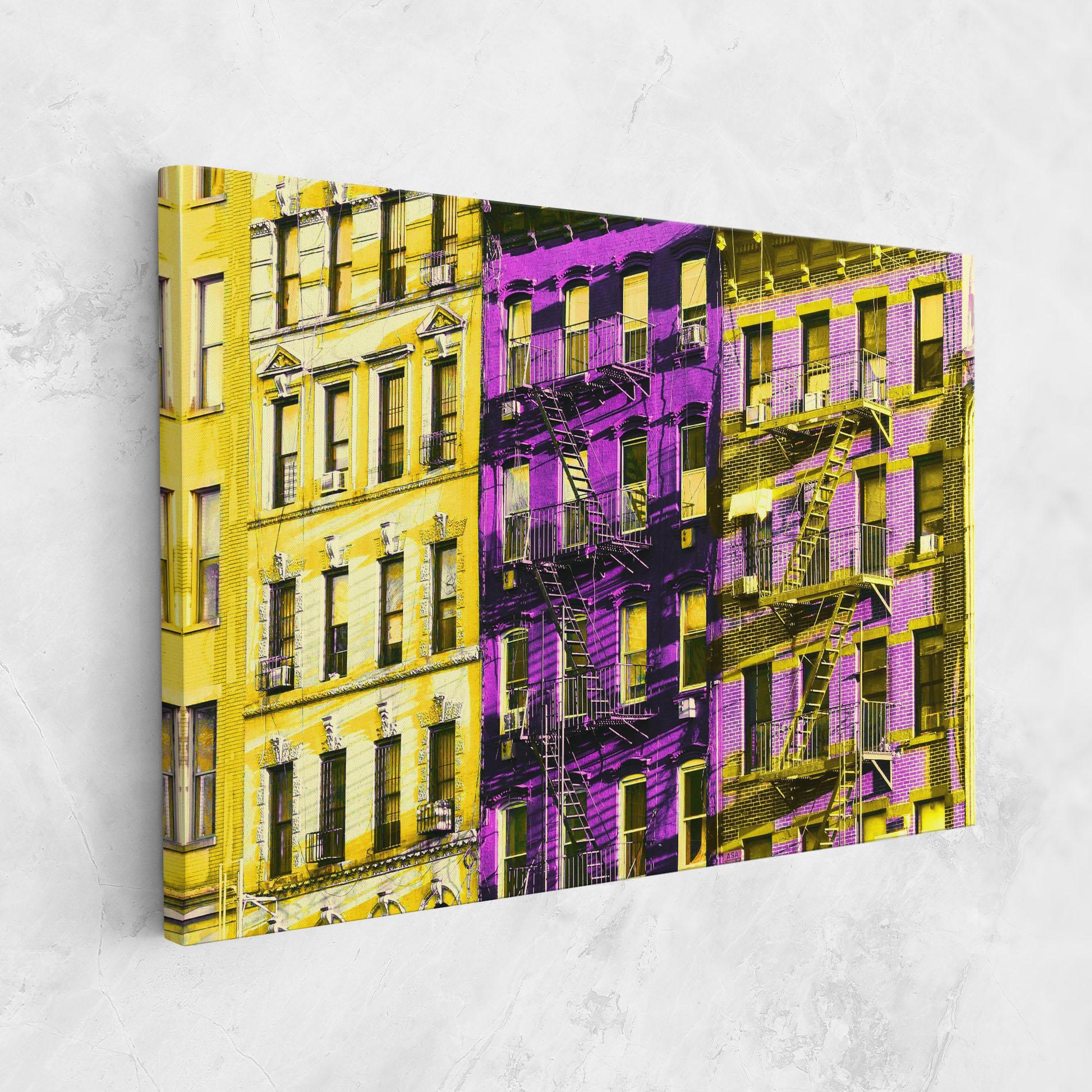 Tablou Canvas Yellow Purple Building mockup 1