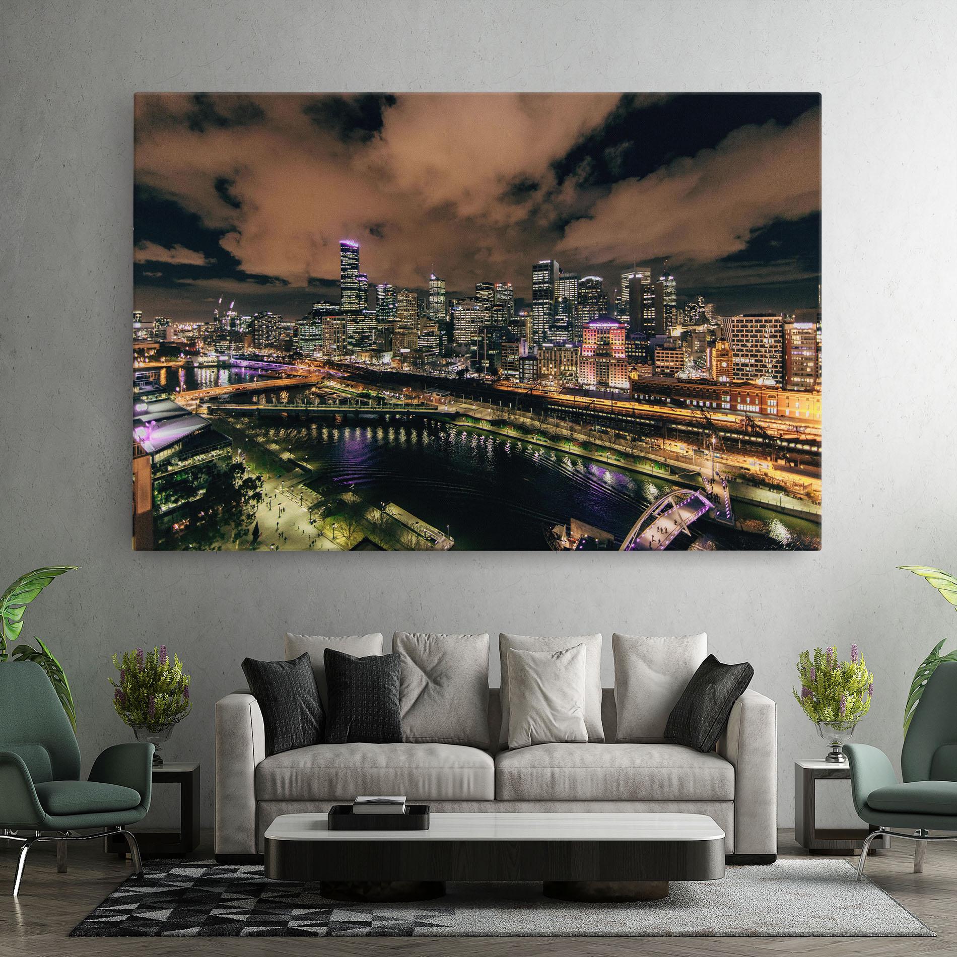 Tablou Canvas Green Purple City mockup 7