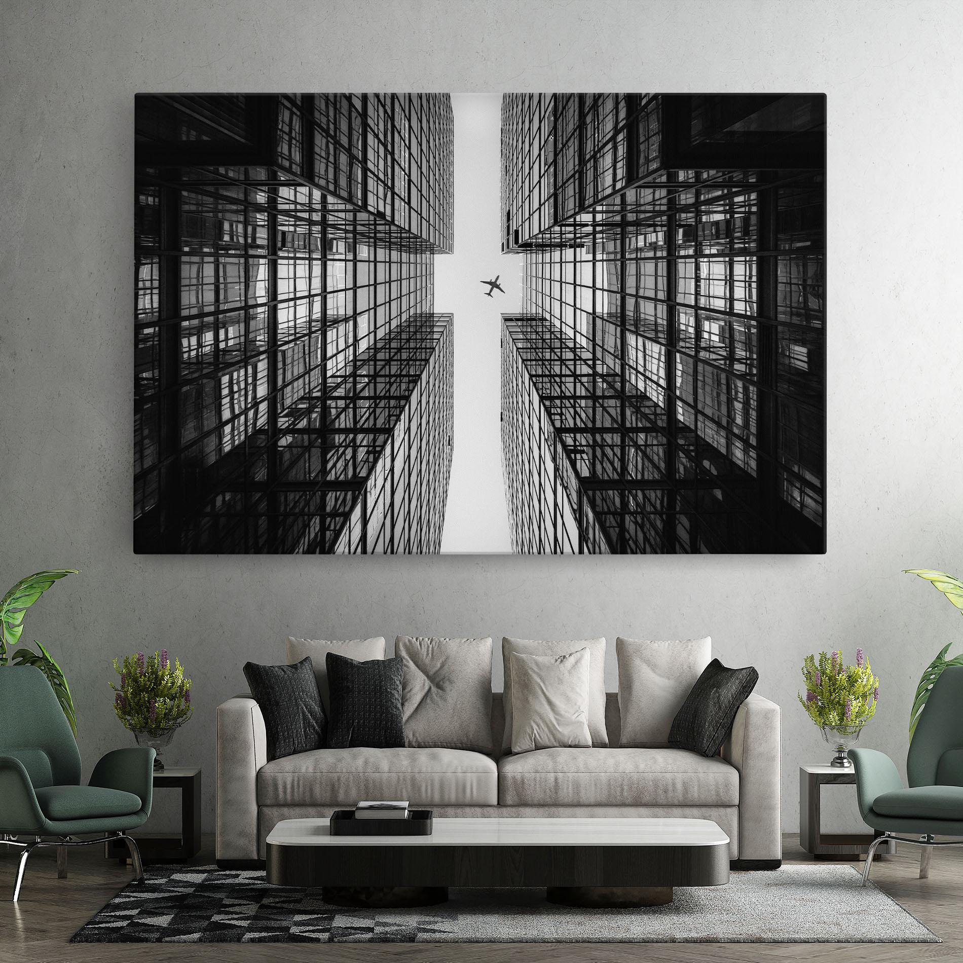 Tablou Canvas Plane Grey Building mockup 7