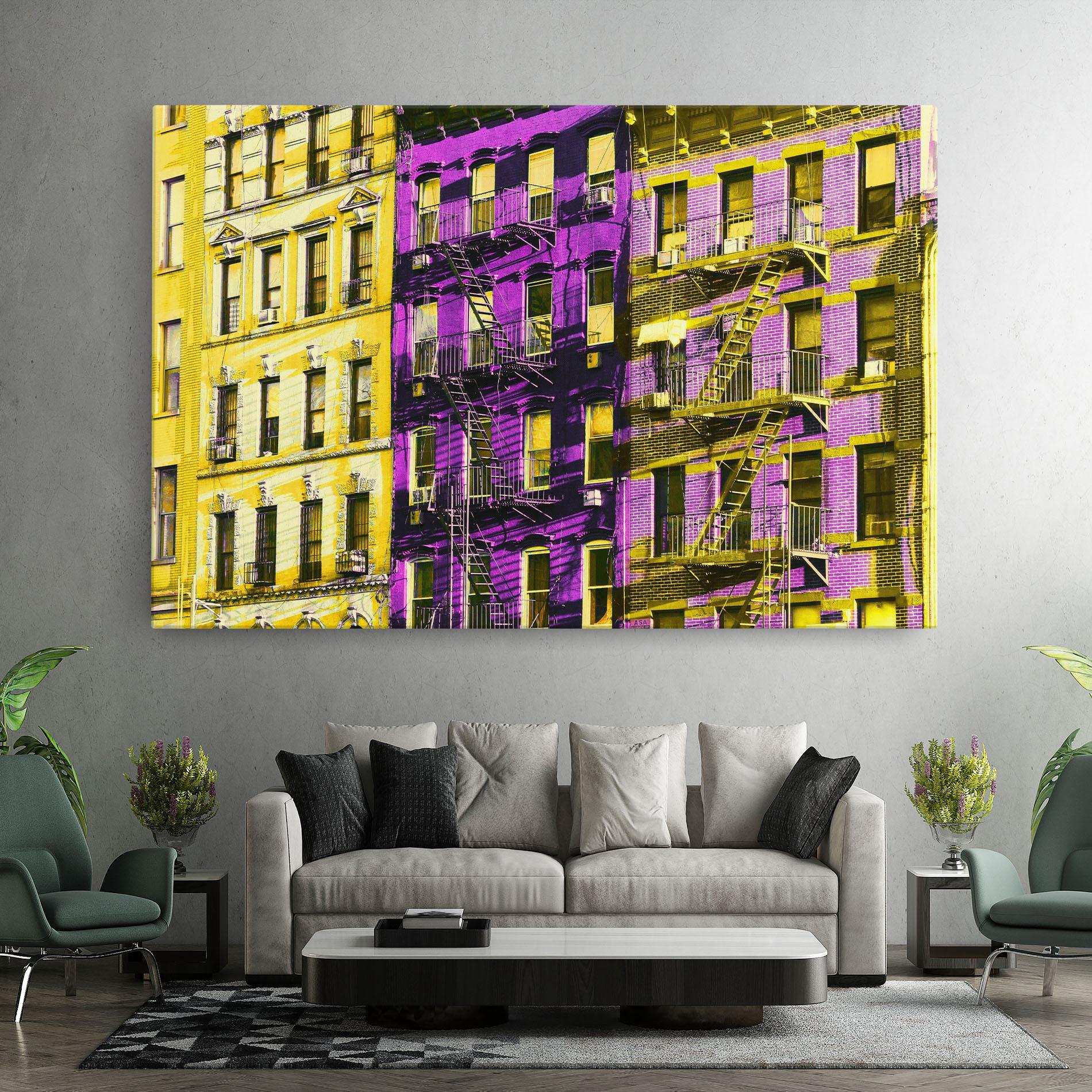 Tablou Canvas Yellow Purple Building mockup 7