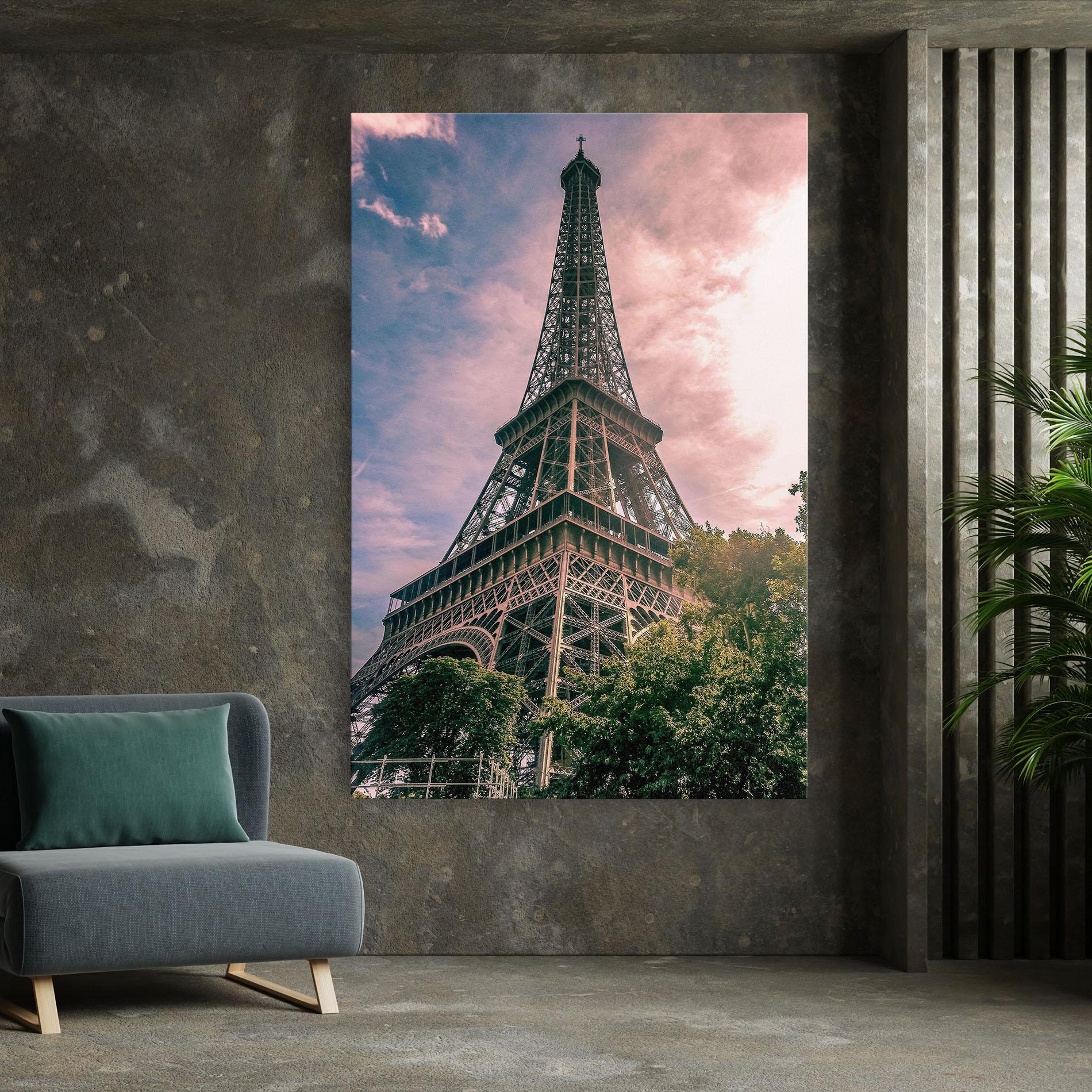 Tablou Canvas Eiffel Under Pink Sky mockup 7