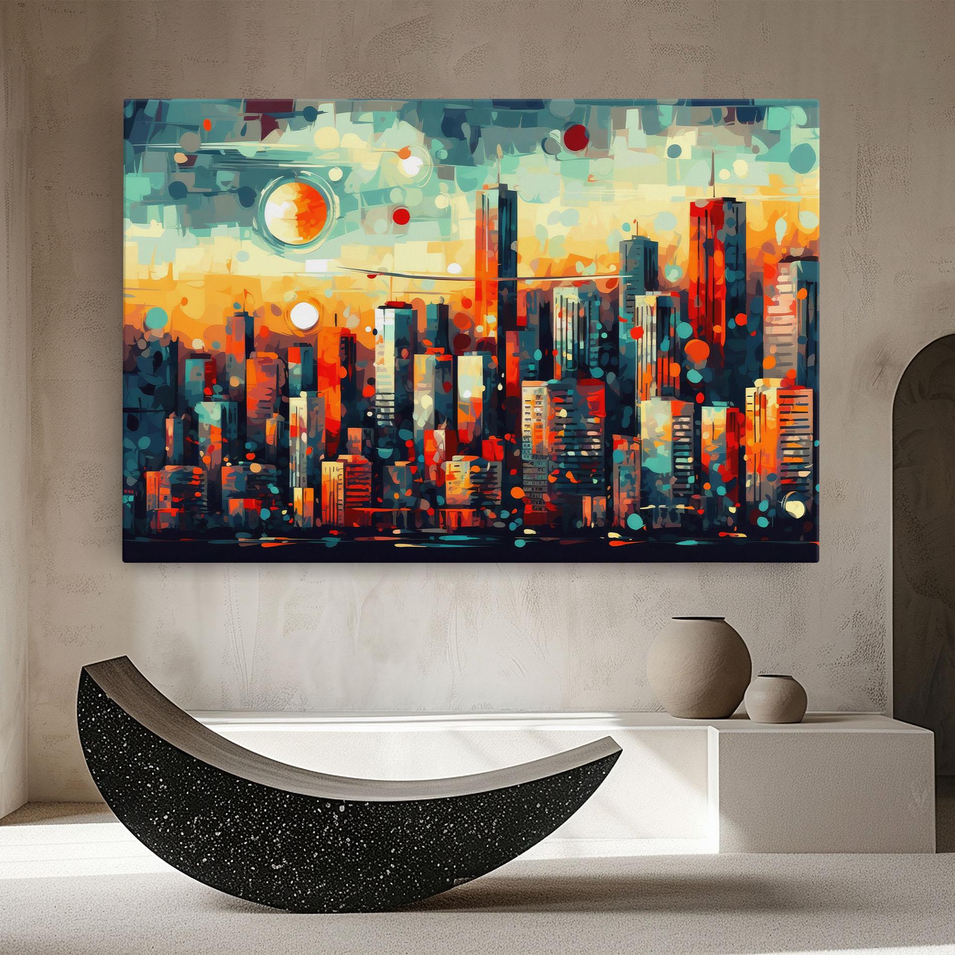 Tablou Canvas Colorful City Painting mockup 8