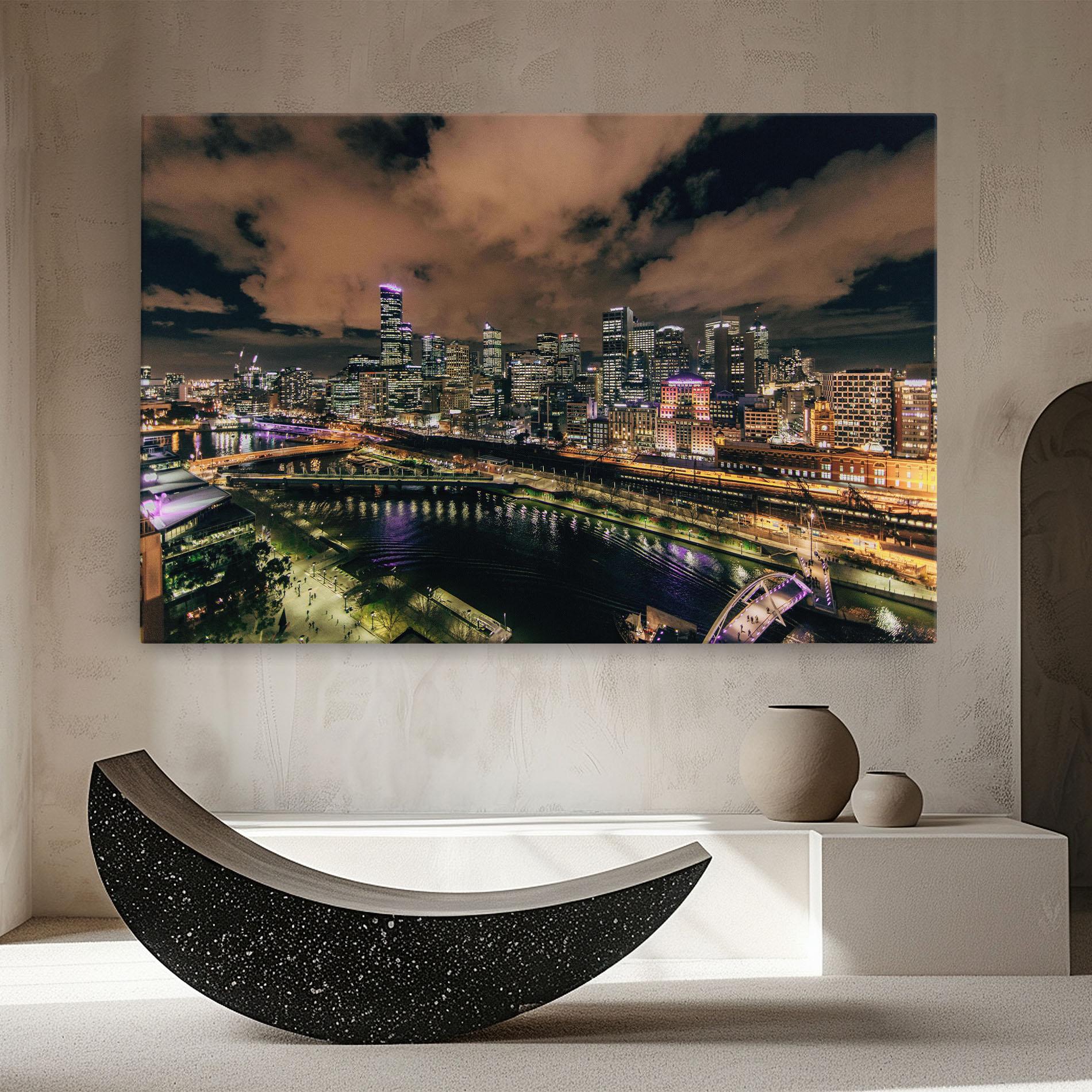 Tablou Canvas Green Purple City mockup 8